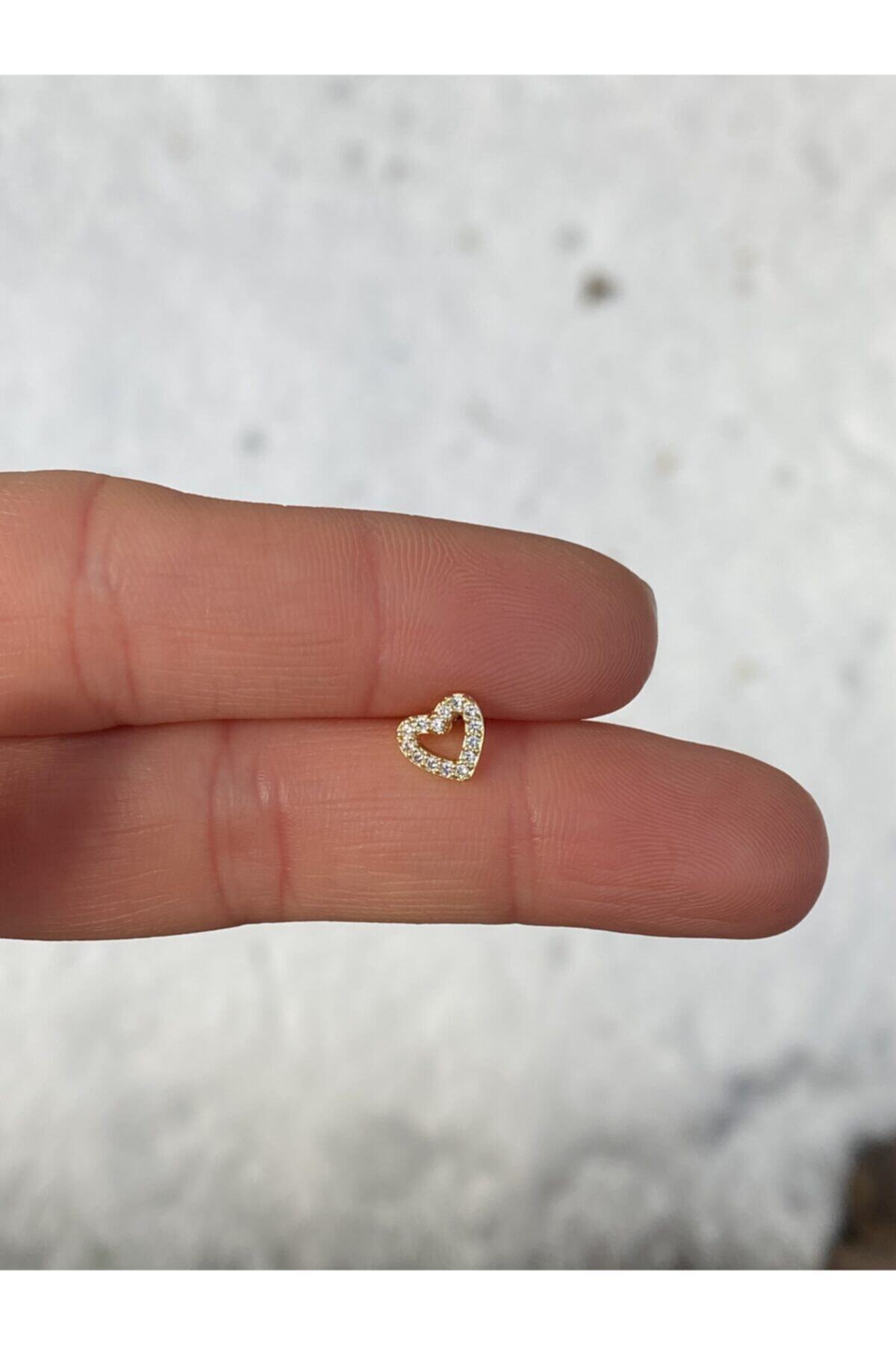 TAKIKRALI Içi Boş Kalp Figürlü Gold Tragus Kıkırdak Helix Piercing