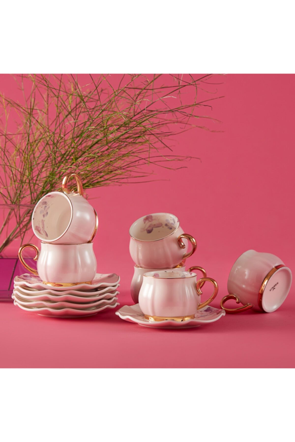 Karaca Pink Garden 6 Kişilik Kahve Fincan Takımı 90 Ml