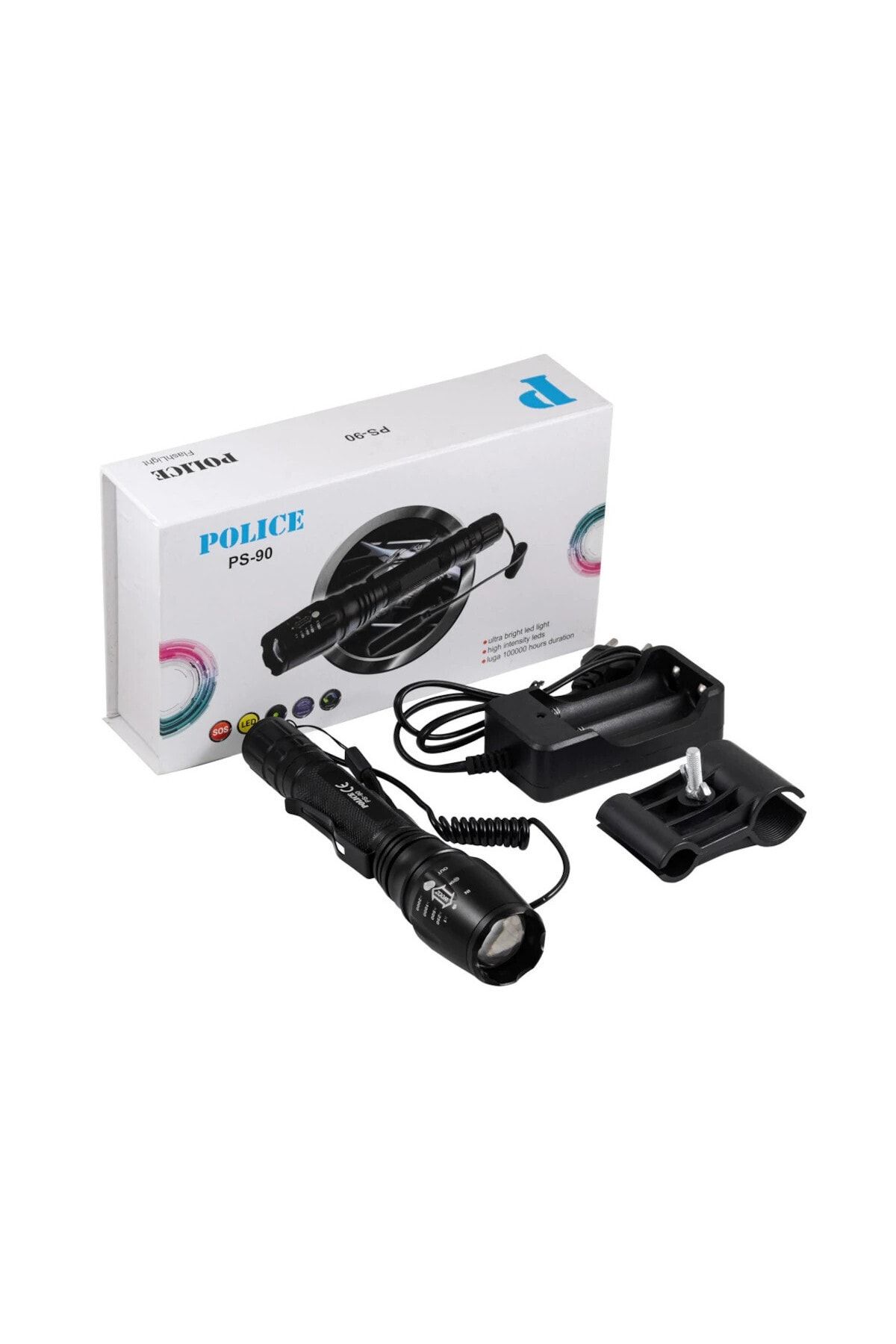 Police Ps-90 T6 Led Tüfek Aparatlı Şarjlı El Feneri