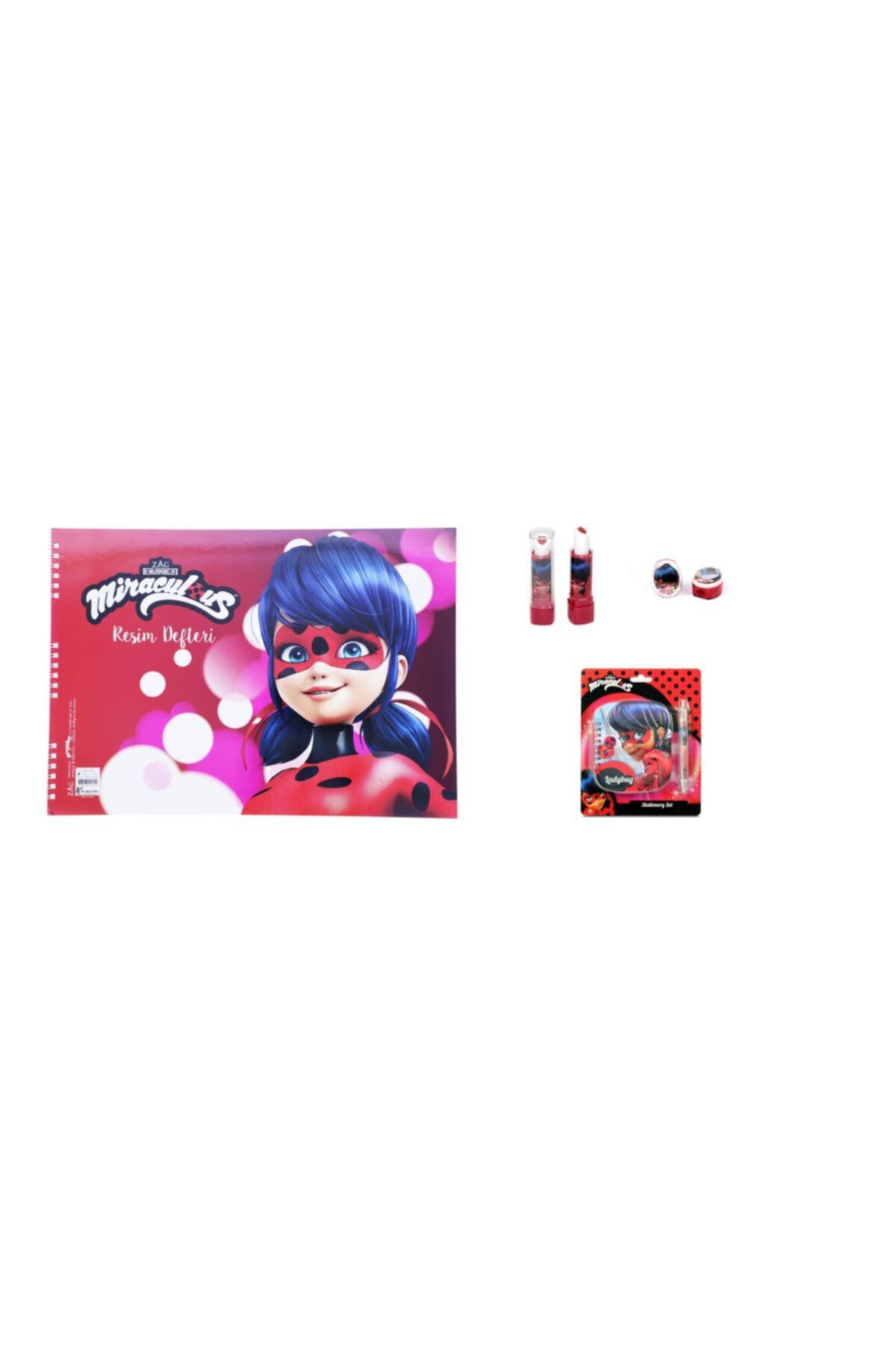 KESKİN COLOR Lady Bug Kırtasiye Seti Resim Defteri Kalemtraş Ruj Silgi Not Defteri Kalem