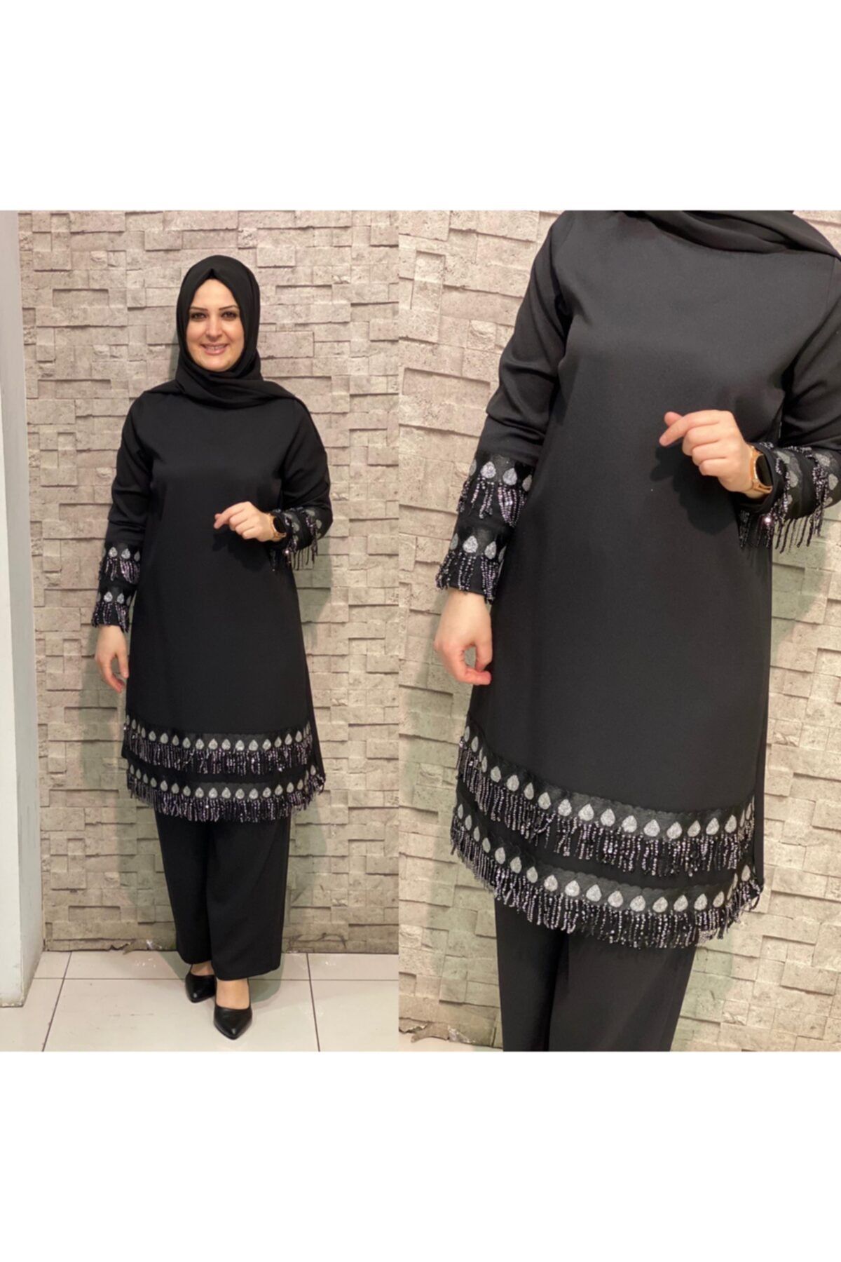 Butik büyük beden Kadın İkili Tunik Takım