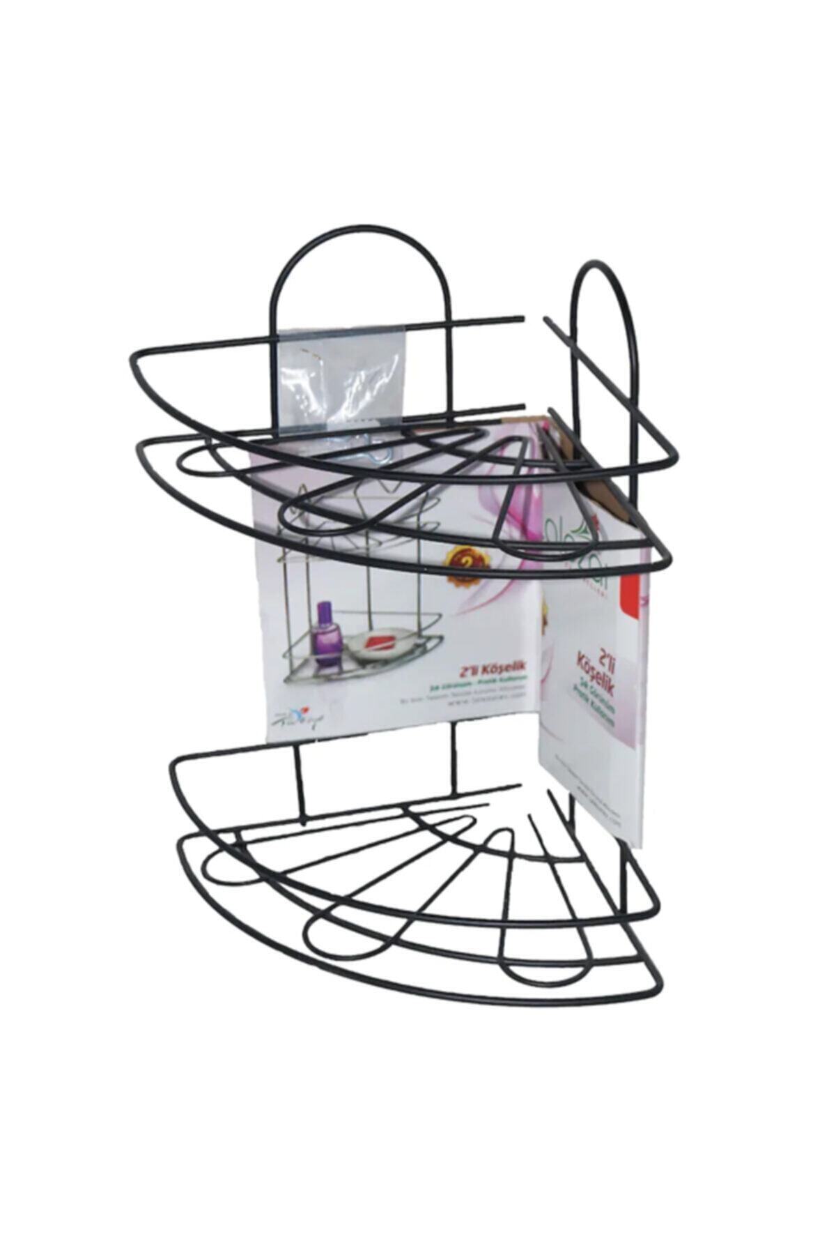 Sepetkitchen 2 Katlı Metal Köşe Raf Siyah Lzr-523 Siyah