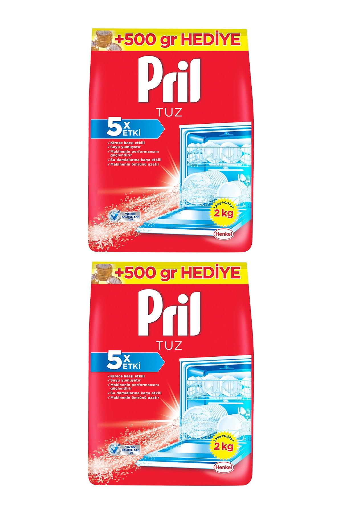Pril 5 Etki Bulaşık Makinesi Tuzu 2 Kg X 2 Adet