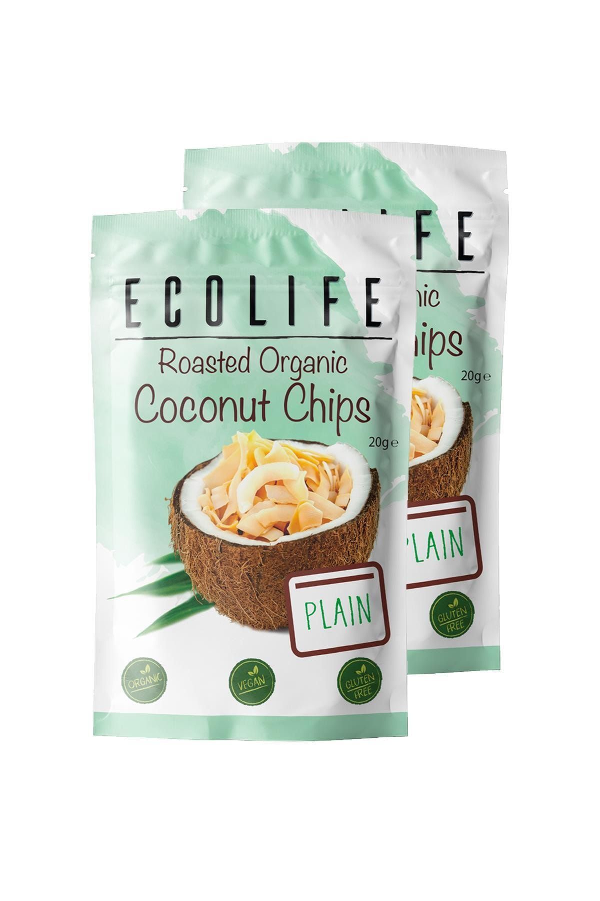 Ecolife Organik Kavrulmuş Sade Hindistan Ceviz Cipsi 20 gr X 2