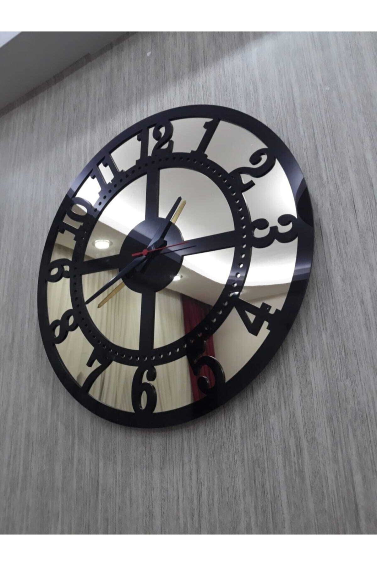 Tuba Decor Şatafatlı Altın Sarısı Oval Duvar Saati 60x60 cm