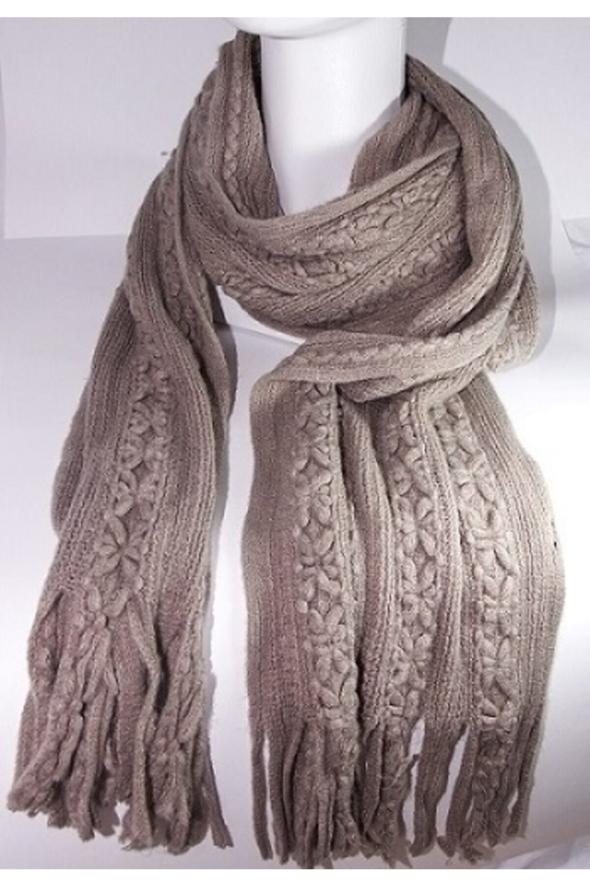 Lilys Kadın Kahverengi Püsküllü Vizon Atkı