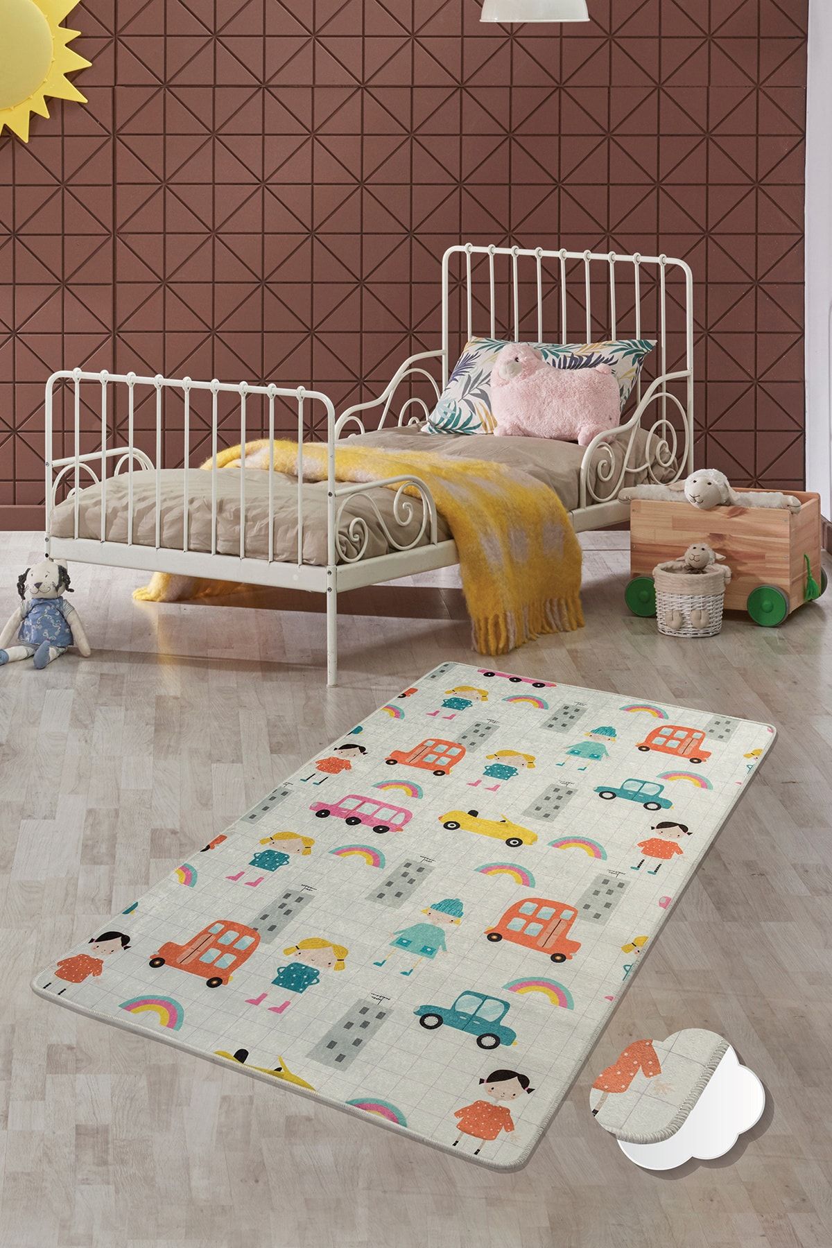 Chilai Home Town Djt Çocuk ve Bebek Halıları,Yıkanabilir, Kaymaz Taban