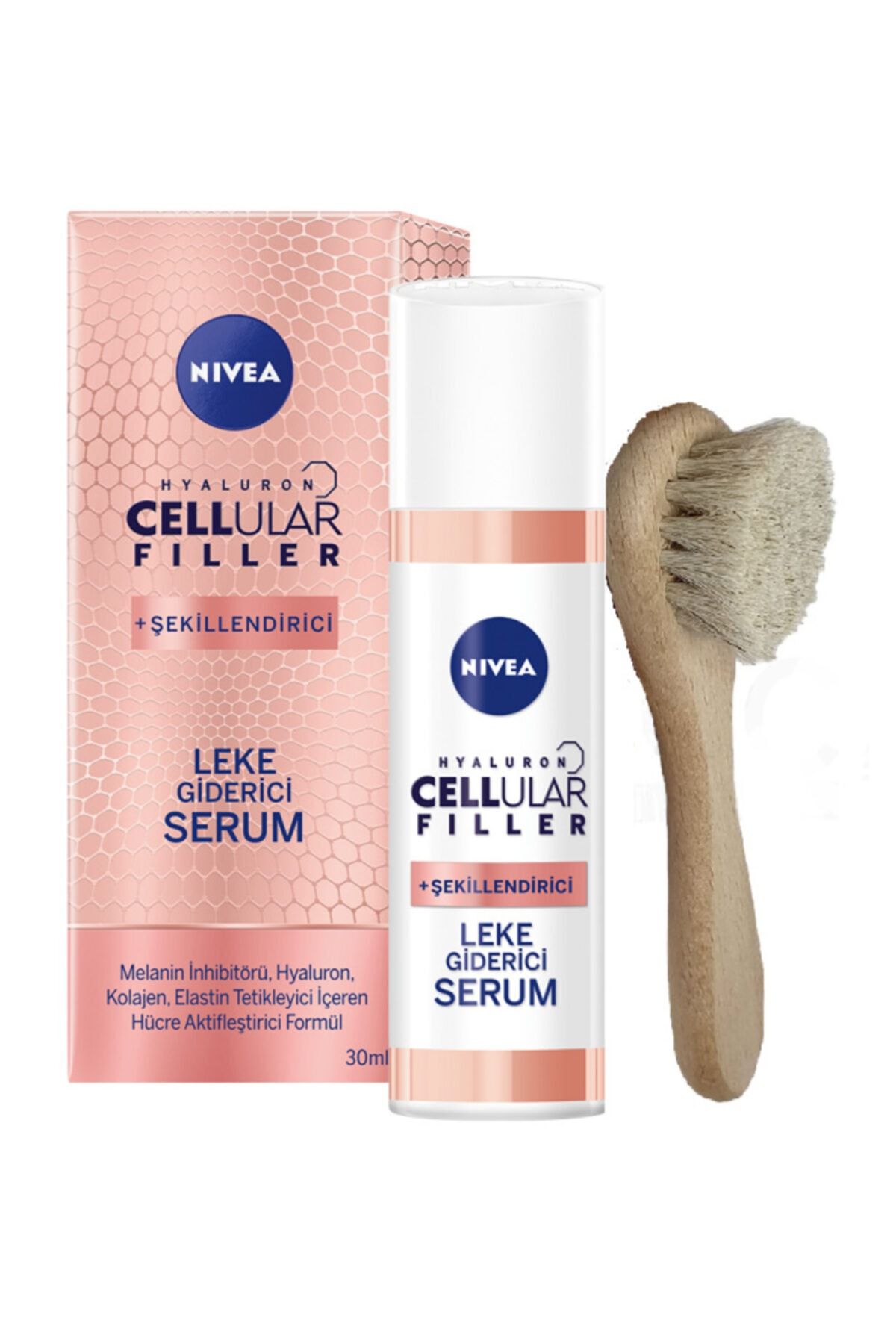 MONİCATİME Nıvea Cellular Fıller Leke Giderici Serum + % 100 At Kılı Angiaging Yüz Masaj Fırça