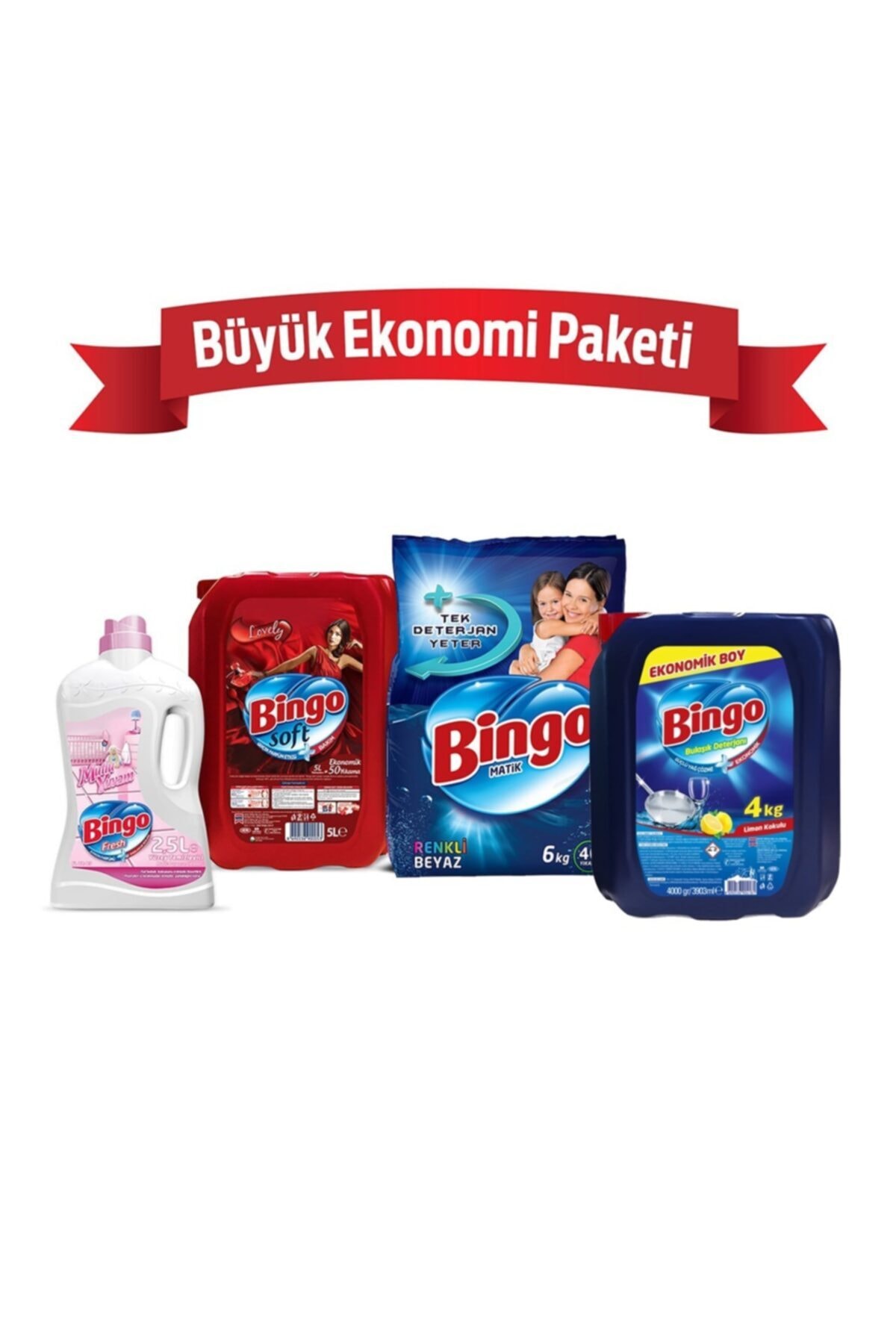 Bingo Toz Çamaşır Deterjan 6 Kg+yumuşatıcı 5 Lt Lovely+bulaşık Sıvısı 4 Kg+yüzeytemizleyicisi 2,5 Lt