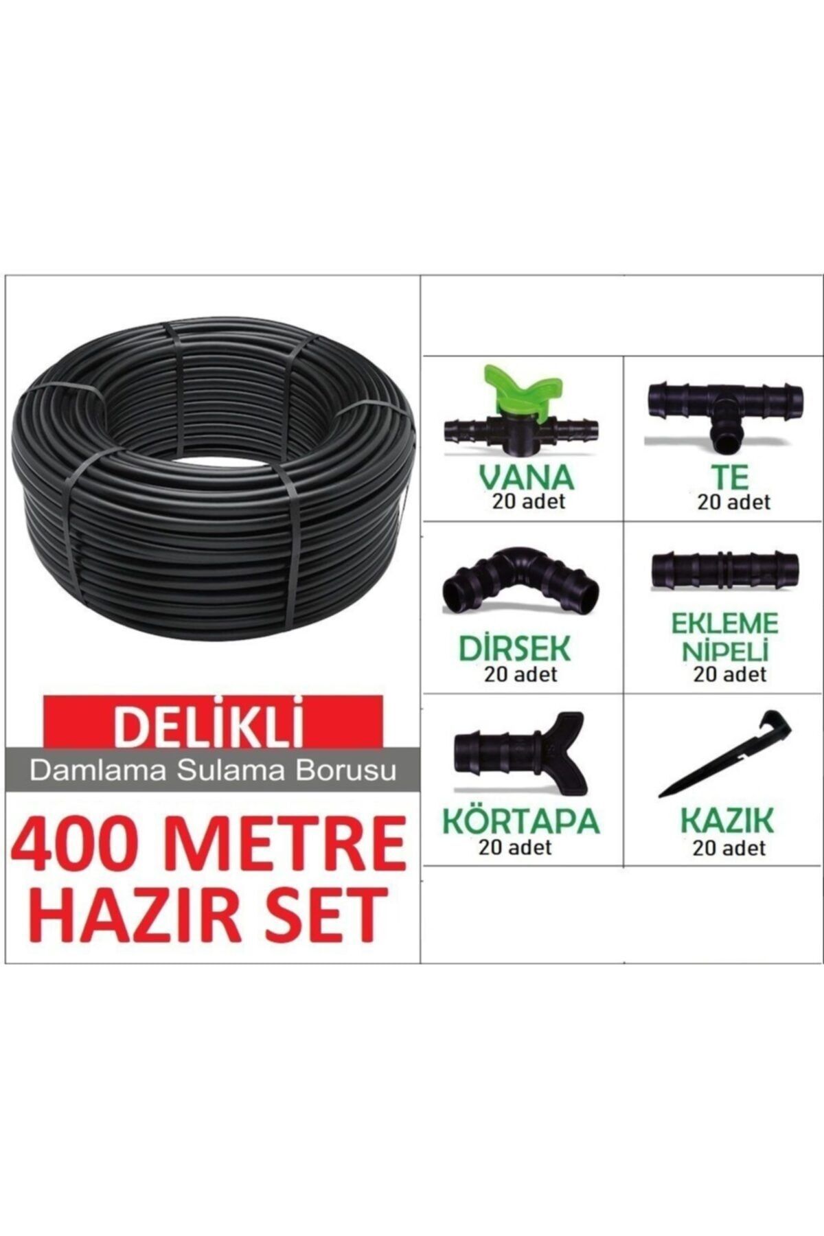 Edoplast 400 Metre 40cm Aralıklı Kendinden Delikli Damla Sulama Sistemi Damlama Borusu Hortumu Bahçe Seti