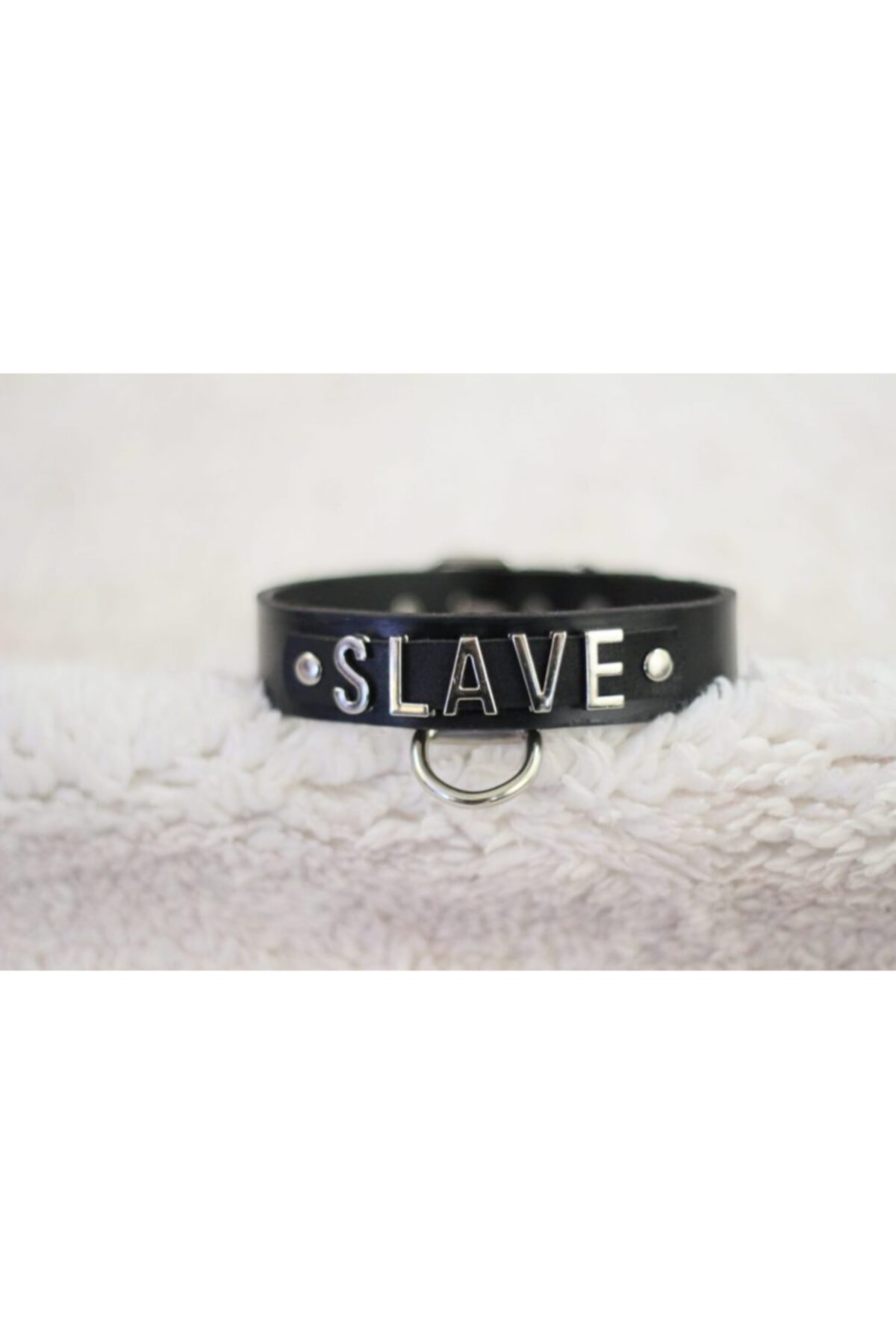 ShibariTük Unisex Siyah Slave Yazılı Deri Choker