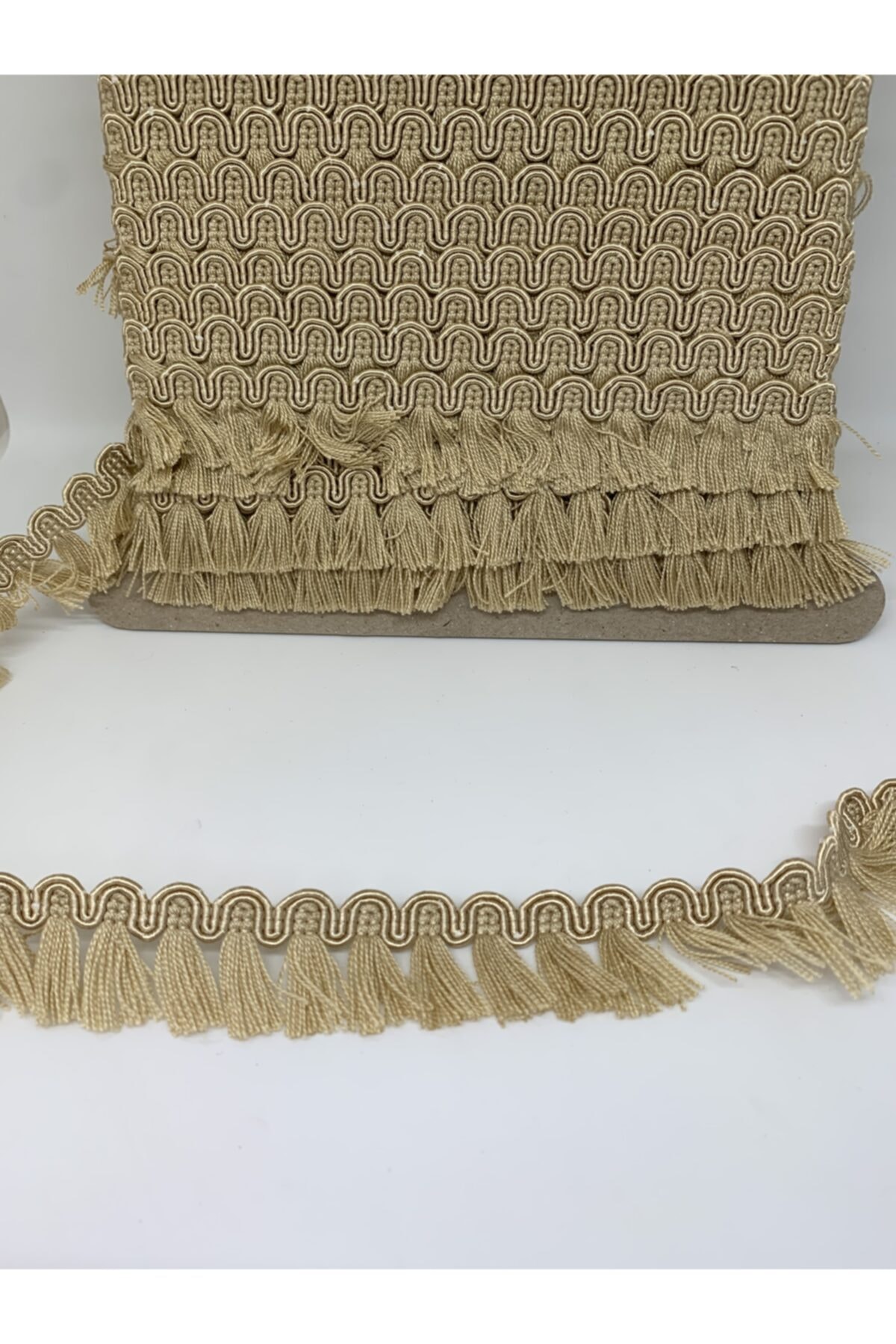 Rengarenk tuhafiye ve hobi Şerit Püskül Sütlü Kahve 3cm 1mt