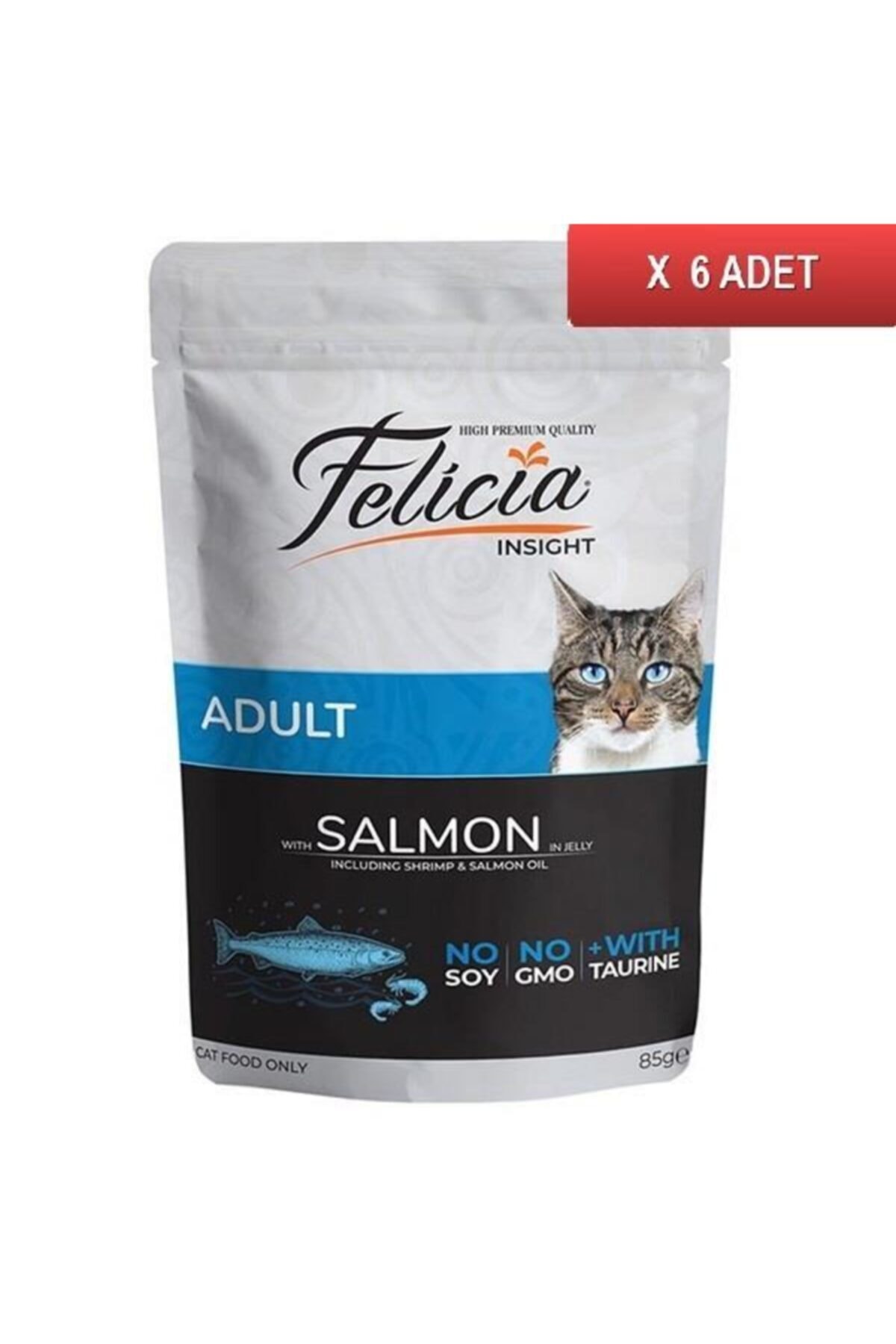 Felicia Pouch Somonlu Kedi Konservesi Tahılsız 85 Gr (6 Adet)