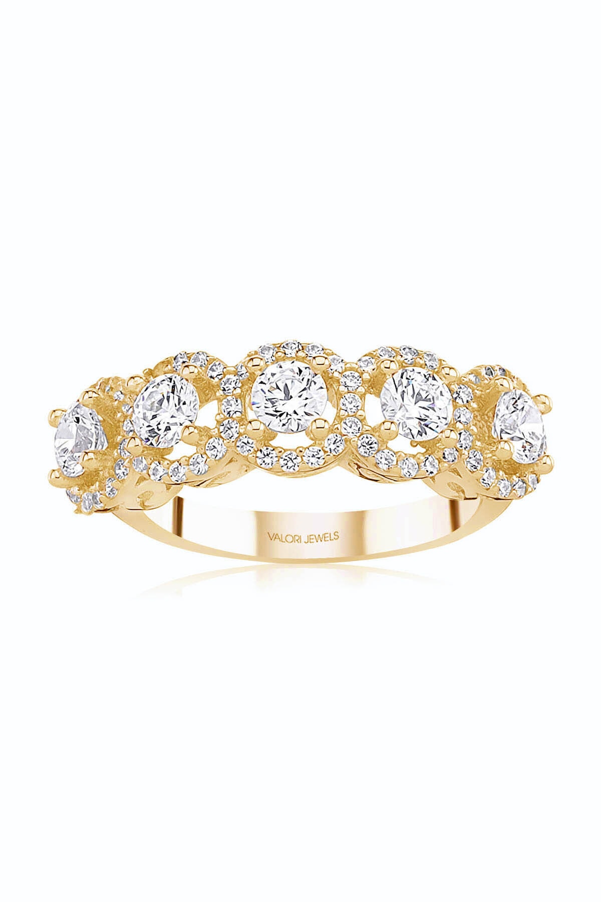 Valori Jewels Taşlı Yayvan Montür, 1.25 Karat Swarovski Zirkon Taşlı, Altın Rengi Gümüş Beştaş Yüzük