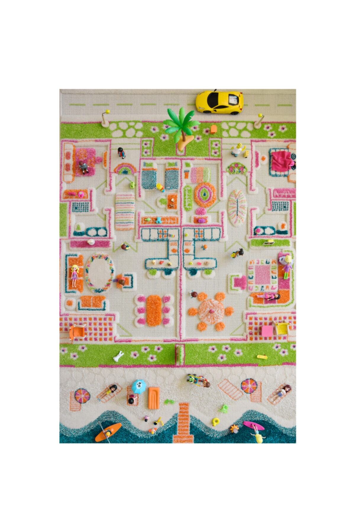 Halıstores Ivi Halı Ikiz Evler Mavi 100x150