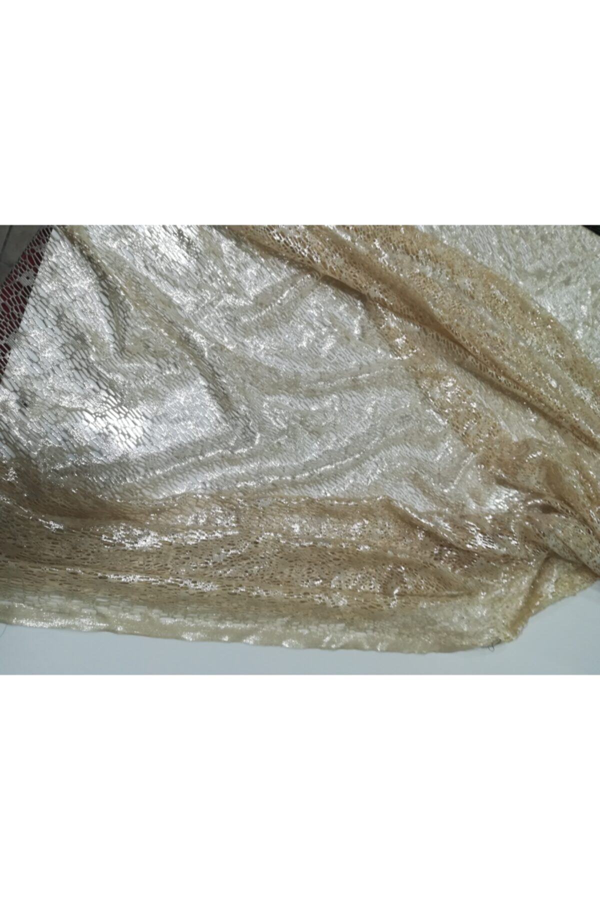 MARKA KUMAŞ Lame Baskı Parlak Dantel Güpür 140 cm