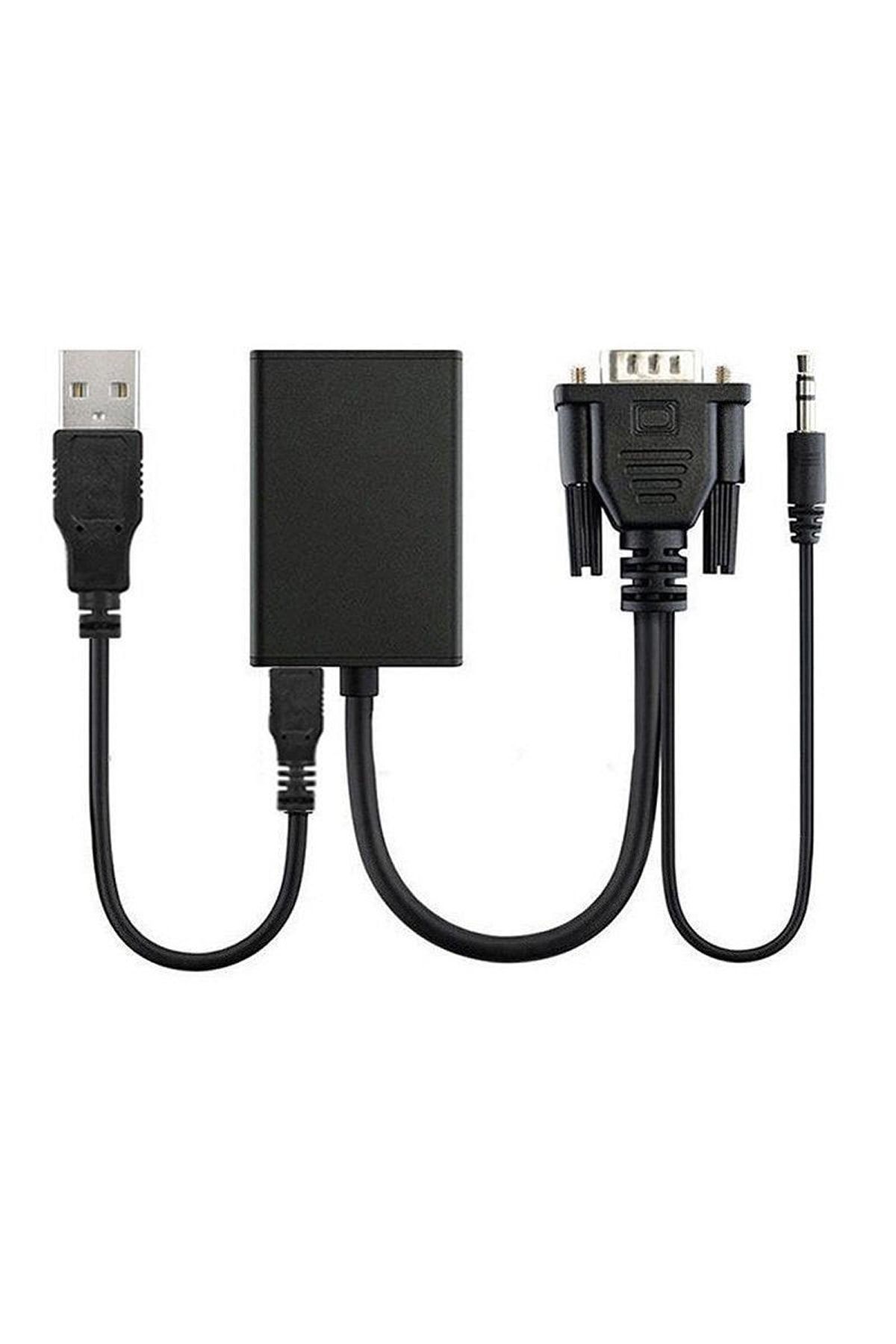MAXGO Vga To Hdmi Çevirici Dönüştürücü Kablo Görüntü Ve Ses Çevirici Adaptör