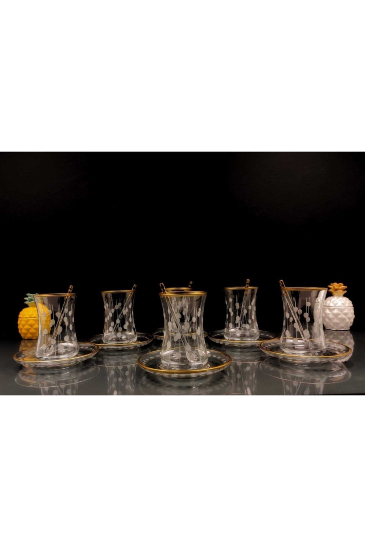 CAMBİHOME Duru Çay Seti 12 Parça Butik Zincir Gold Dekor Tab (çay Takımı )