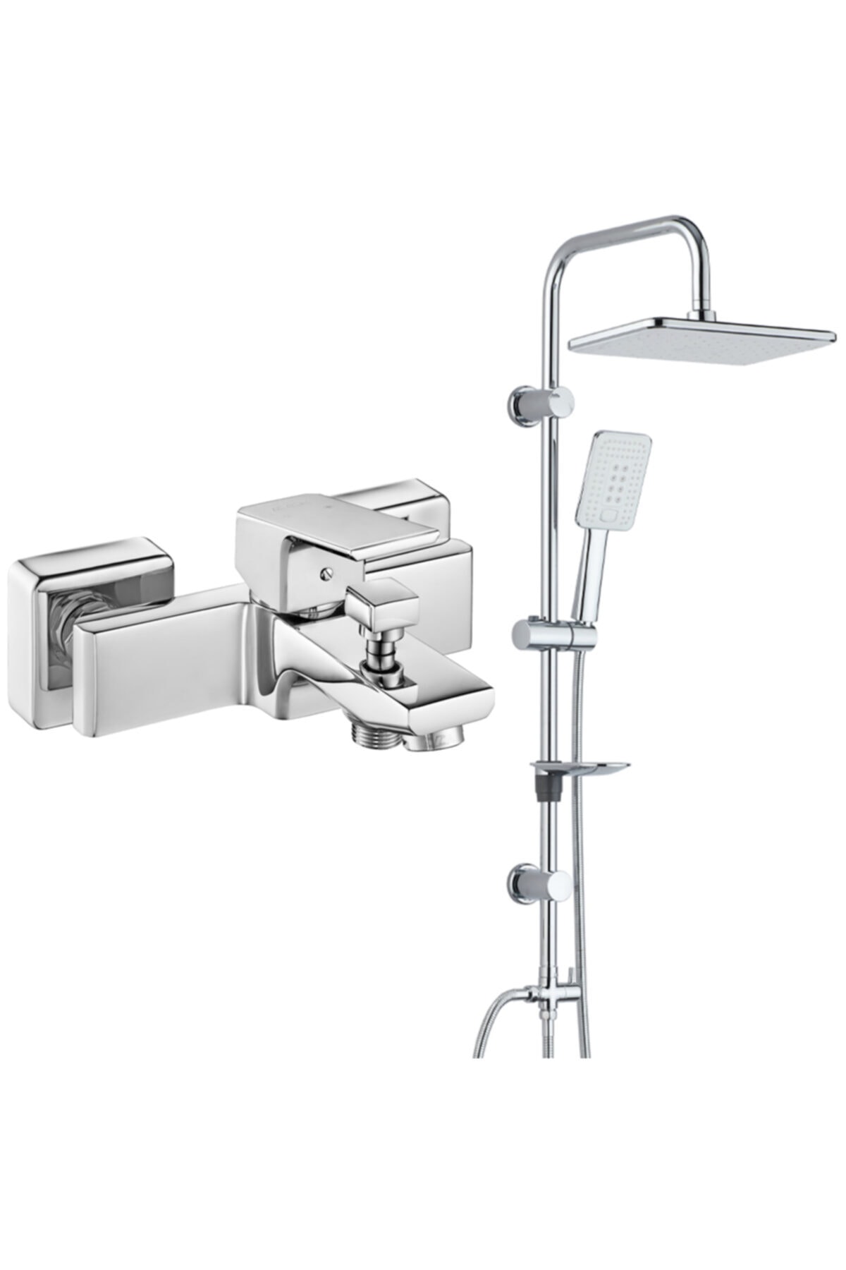 T MAY Tiera Banyo Bataryası+t-may Banyo Çınar Dikdörtgen Tepe Duş Takımı Seti Paslanmaz Krom