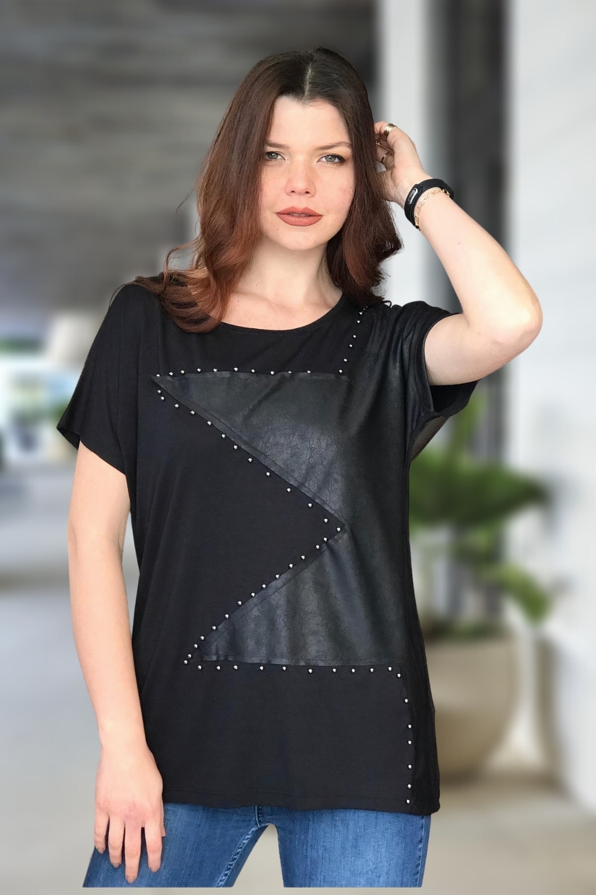 MODANİCE Parçalı Inci Detaylı Bluz