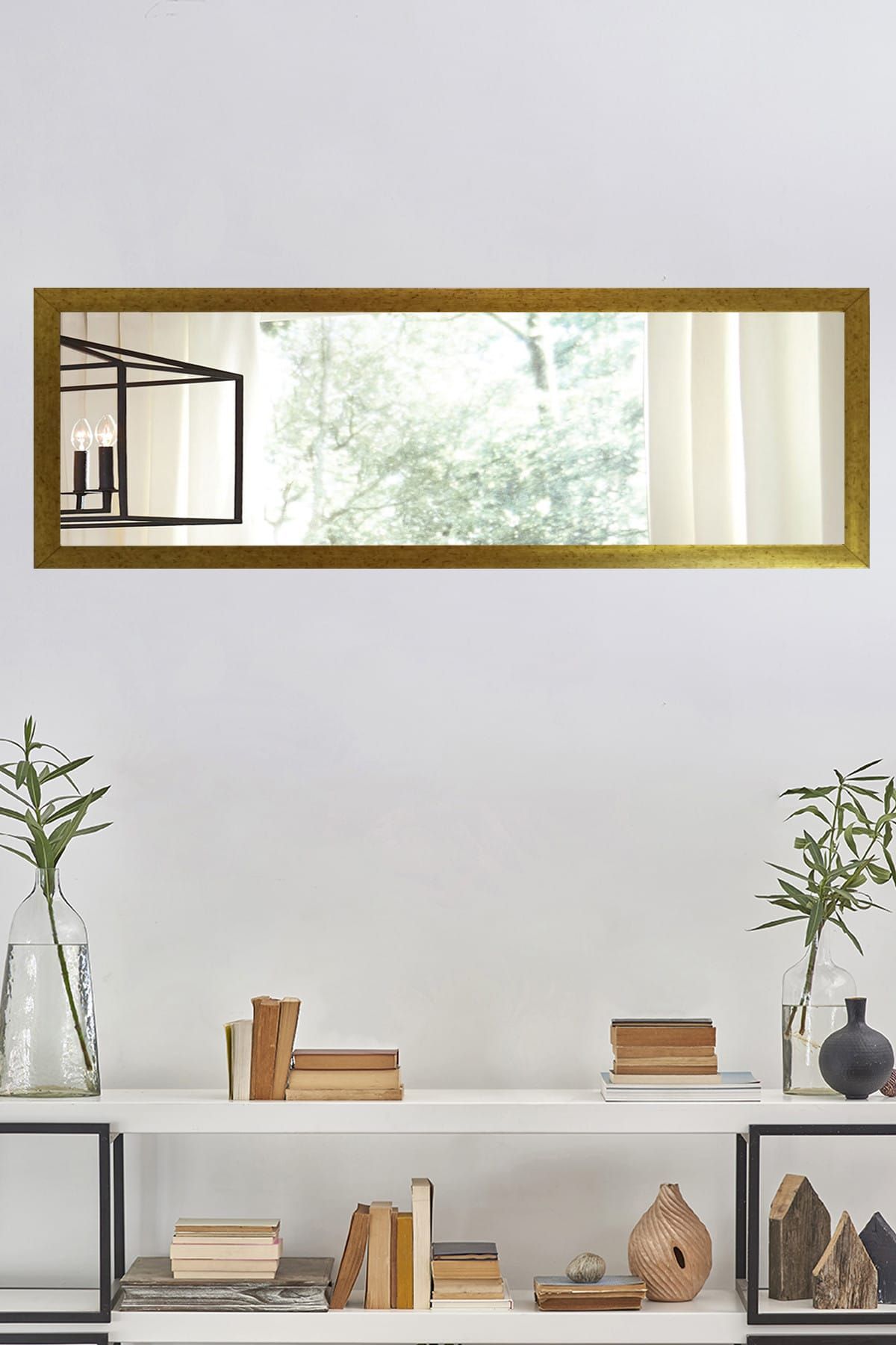 Tablo Center 37x97cm Altın Varak Çerçeveli Yatay Ayna