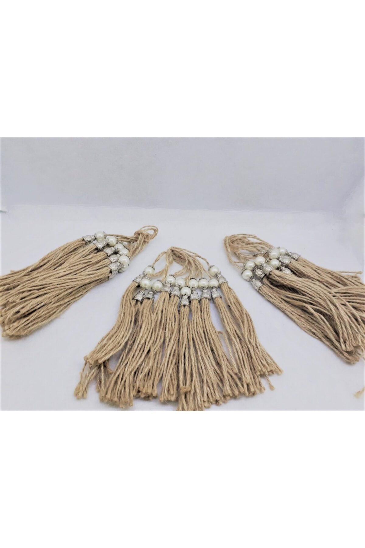 Okyanus Süs Jüt Gümüş Taşlı Püskül 10 Adet