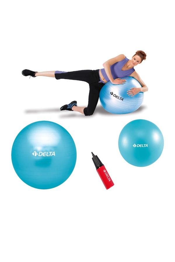 Delta 65 cm Pilates Topu 20 cm Mini Denge Topu Ve Pompası Seti
