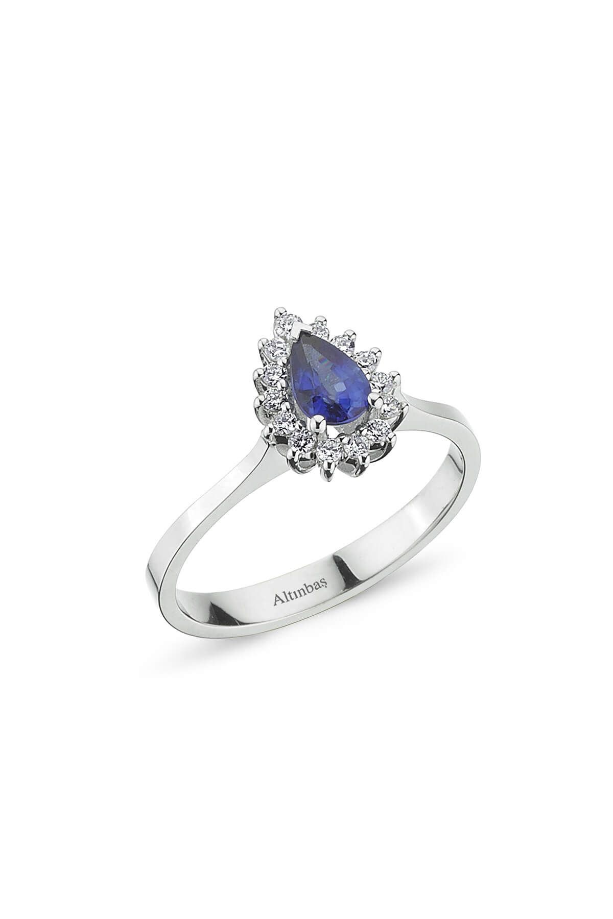 Altınbaş Kadın Pırlanta Safir Yüzük MZE220S-14K