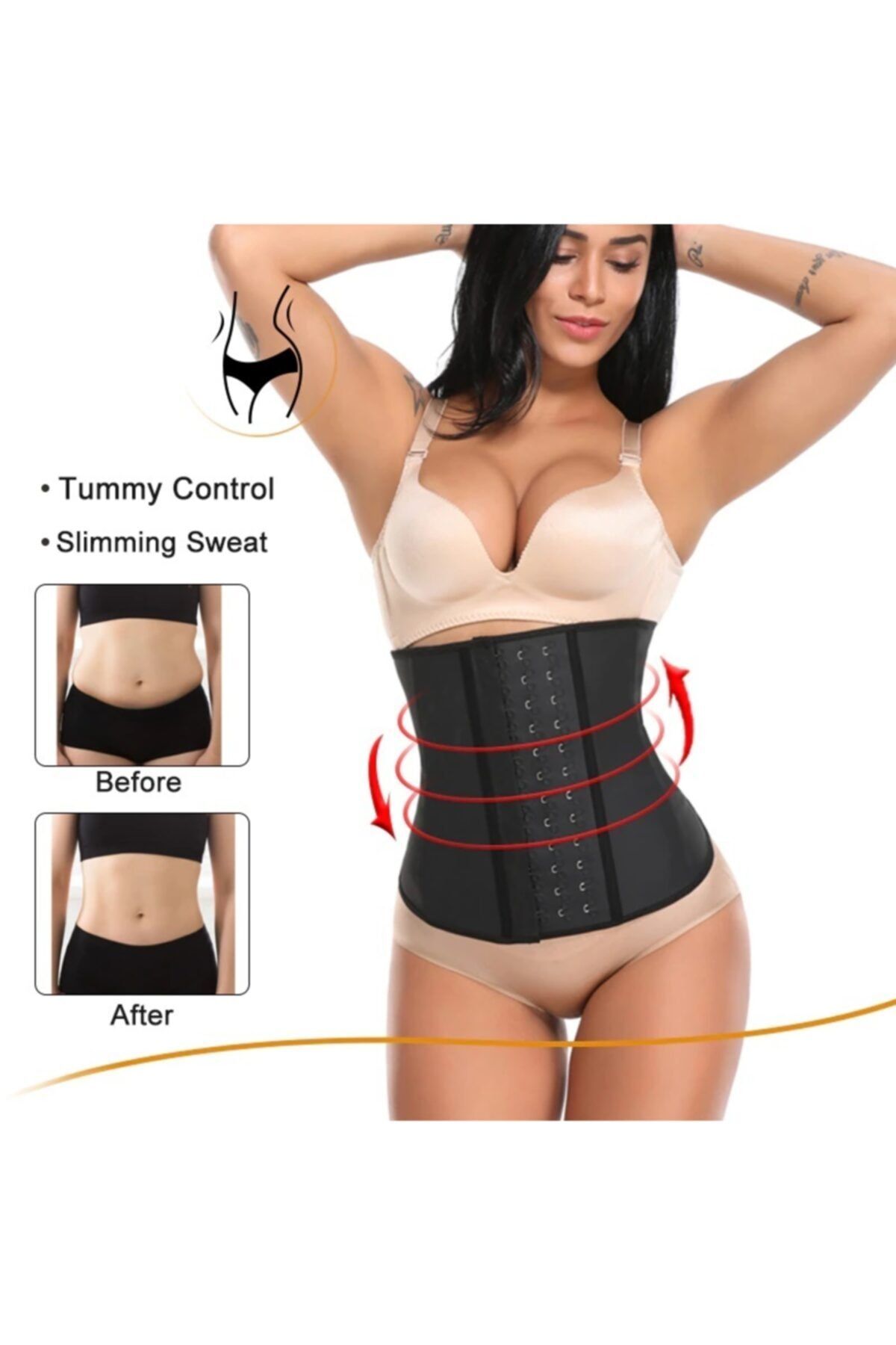 sweet&sweat Askısız Latex Extra Sıkı Göbek Korse Bel Eğitmeni Pro Prime Korse Çelik Balenli