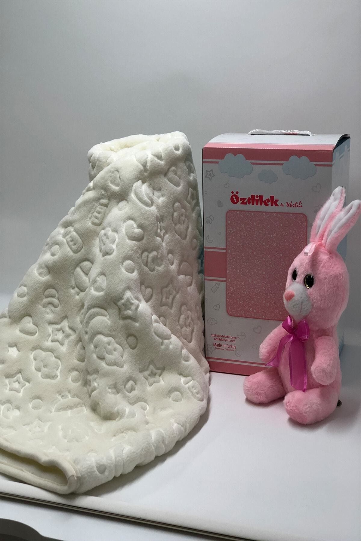 Özdilek Embos Peluş Bebek Battaniyesi Krem