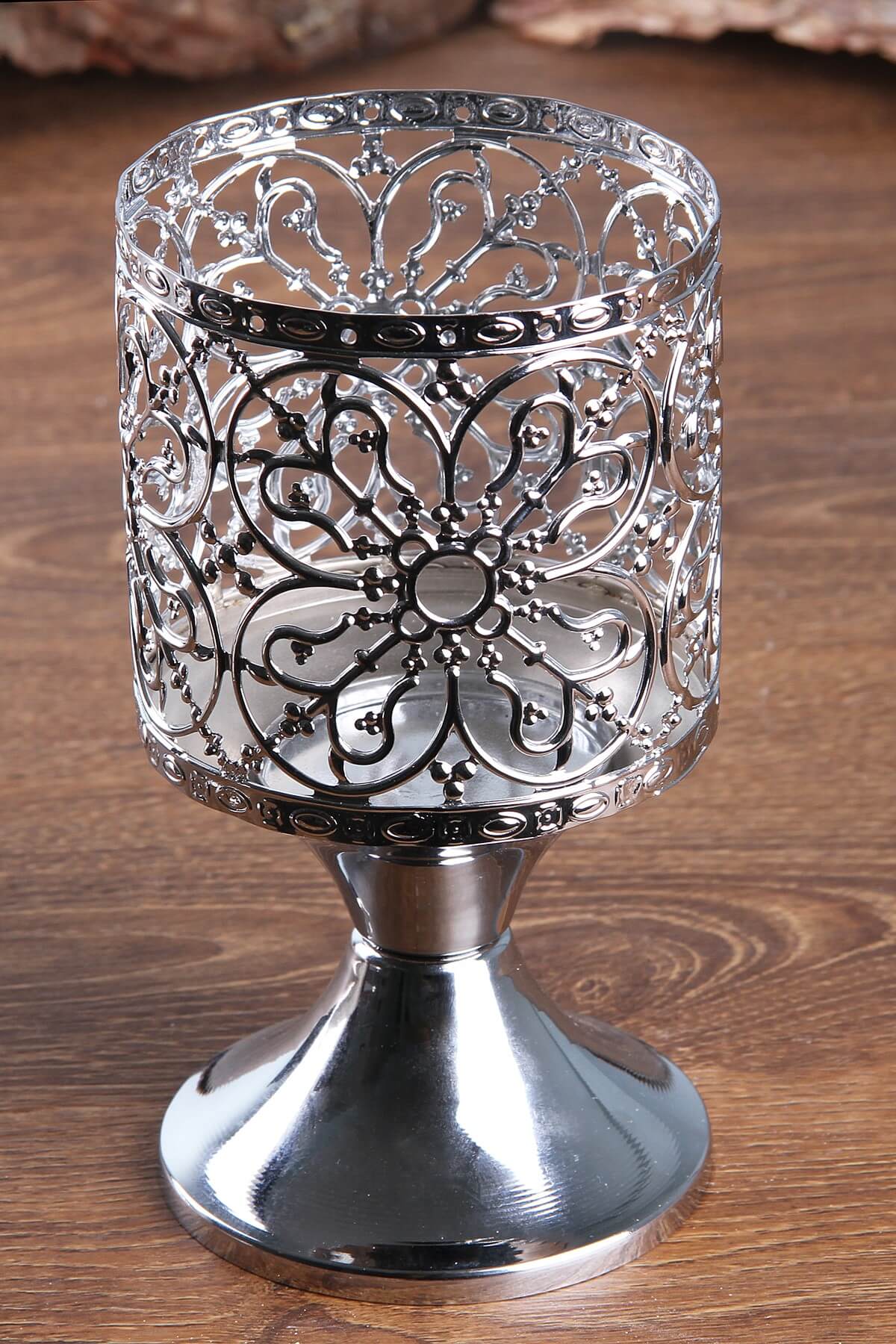she berrak Ferforje Ayaklı Tealight-Gümüş