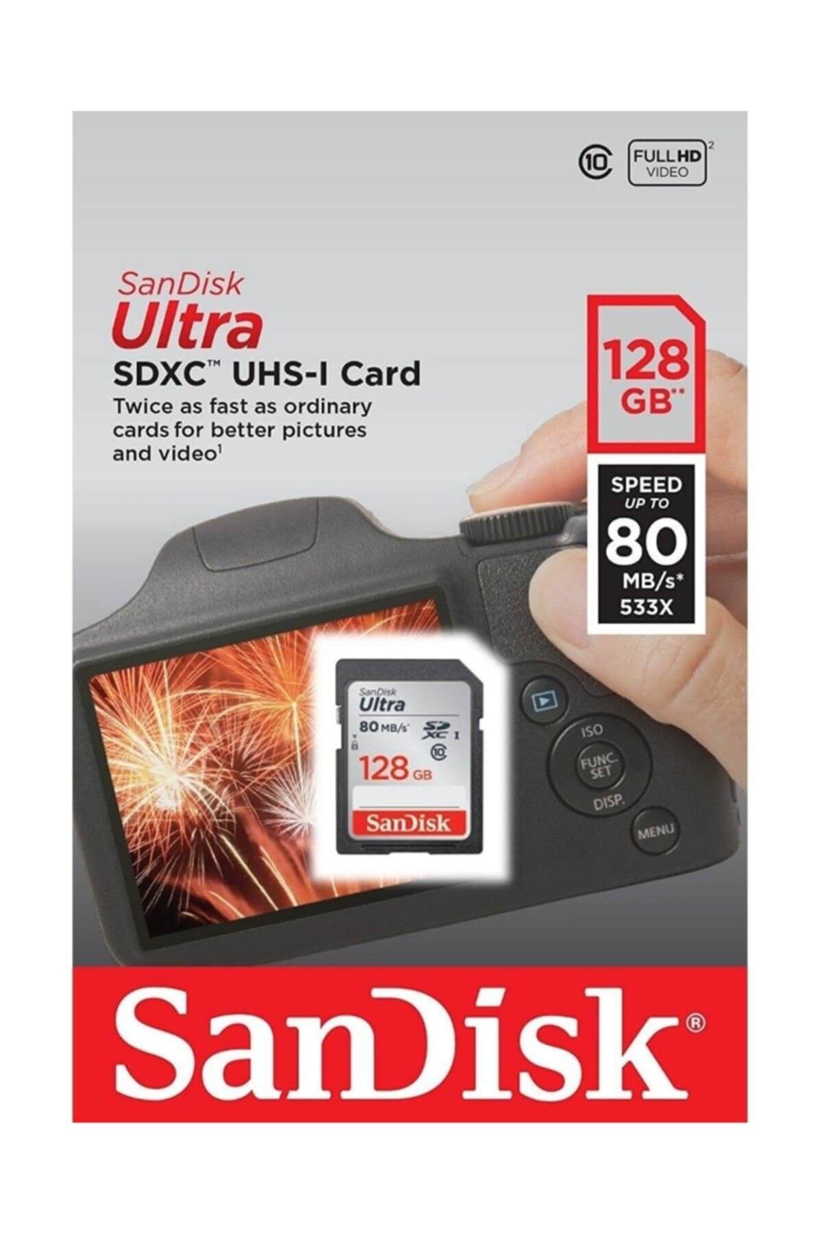 SanDisk Ultra SDHC 80MB/s Class 10 UHS-I Hafıza Kartı  128  GB SDSDUNC-128G-GN6IN