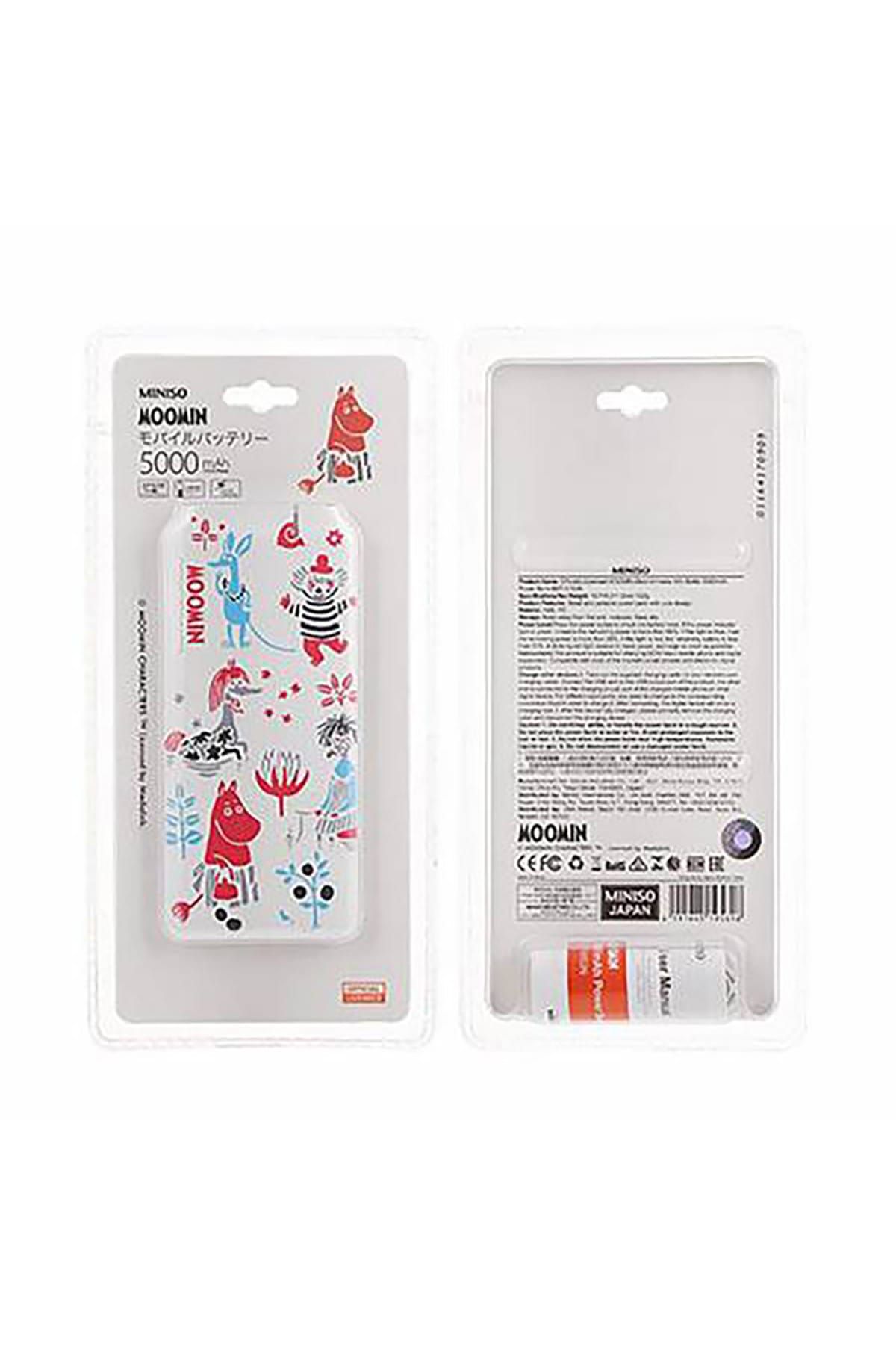 Miniso MOOMIN-Moominmamma Taşınabilir Şarj Aleti 5000 mAh ( Beyaz Kırmızı Desenli)