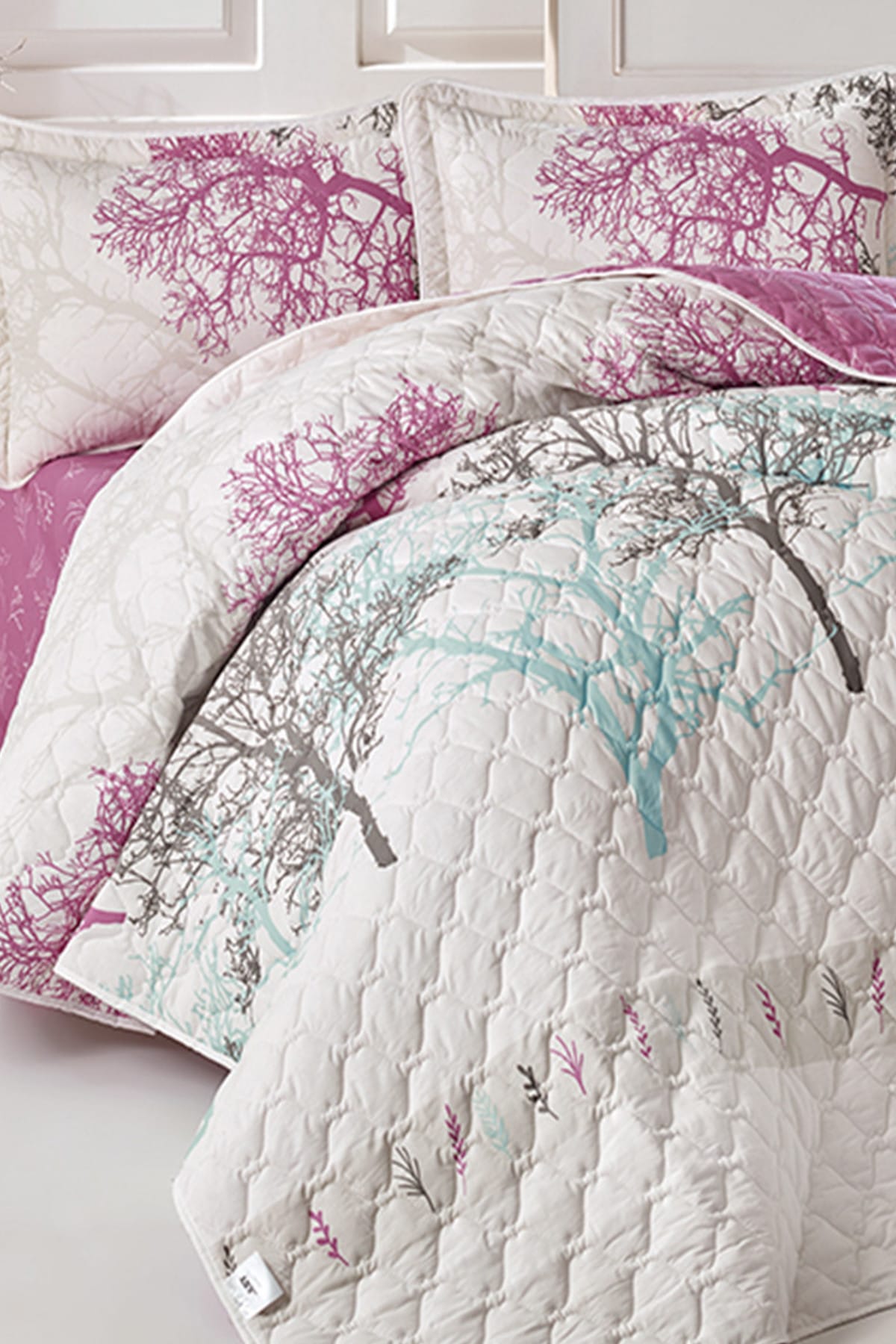 Clasy Ağaç Desen Lila Çift Kişilik Genç Yatk Örtüsü