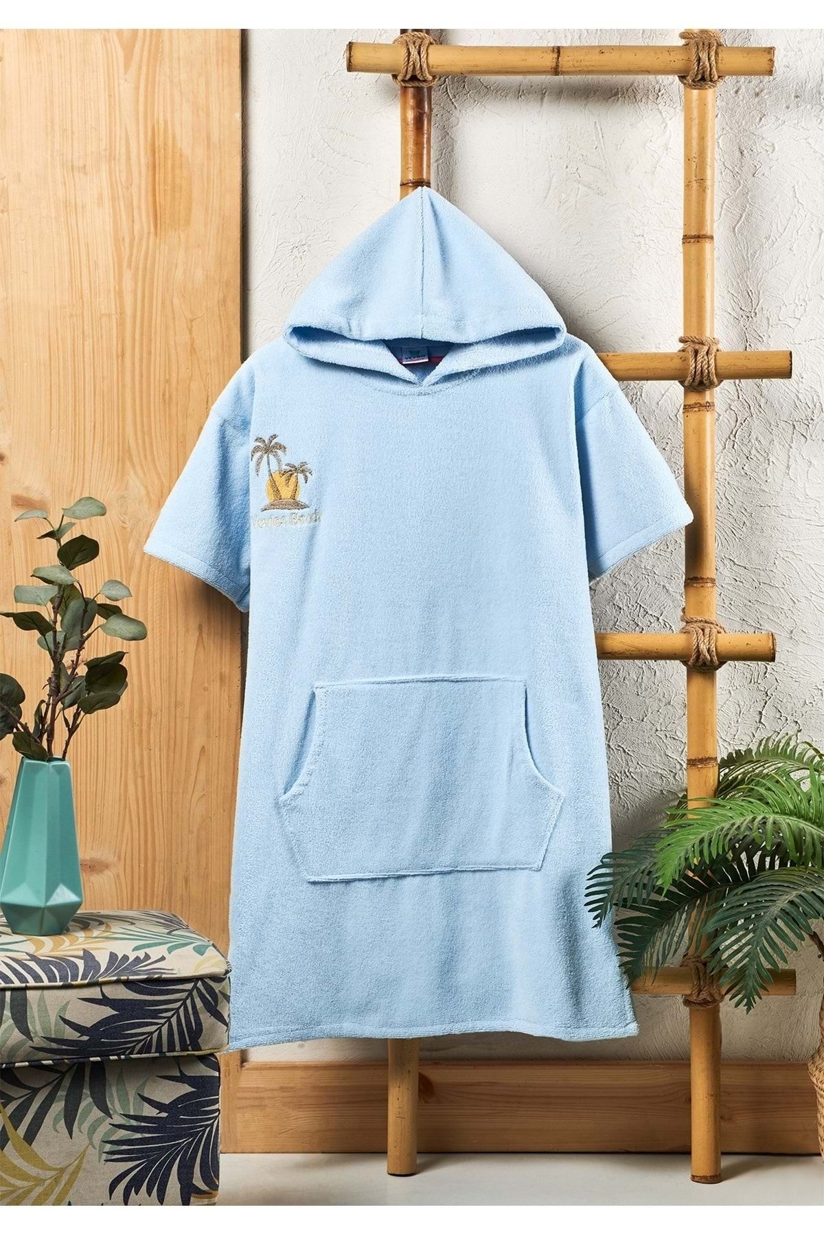 VevienHome Palm Tree Embroidered Adult Surf Summer Poncho