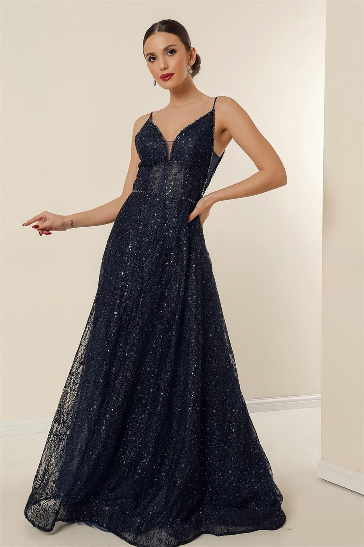 Dark blue glitter best sale dress