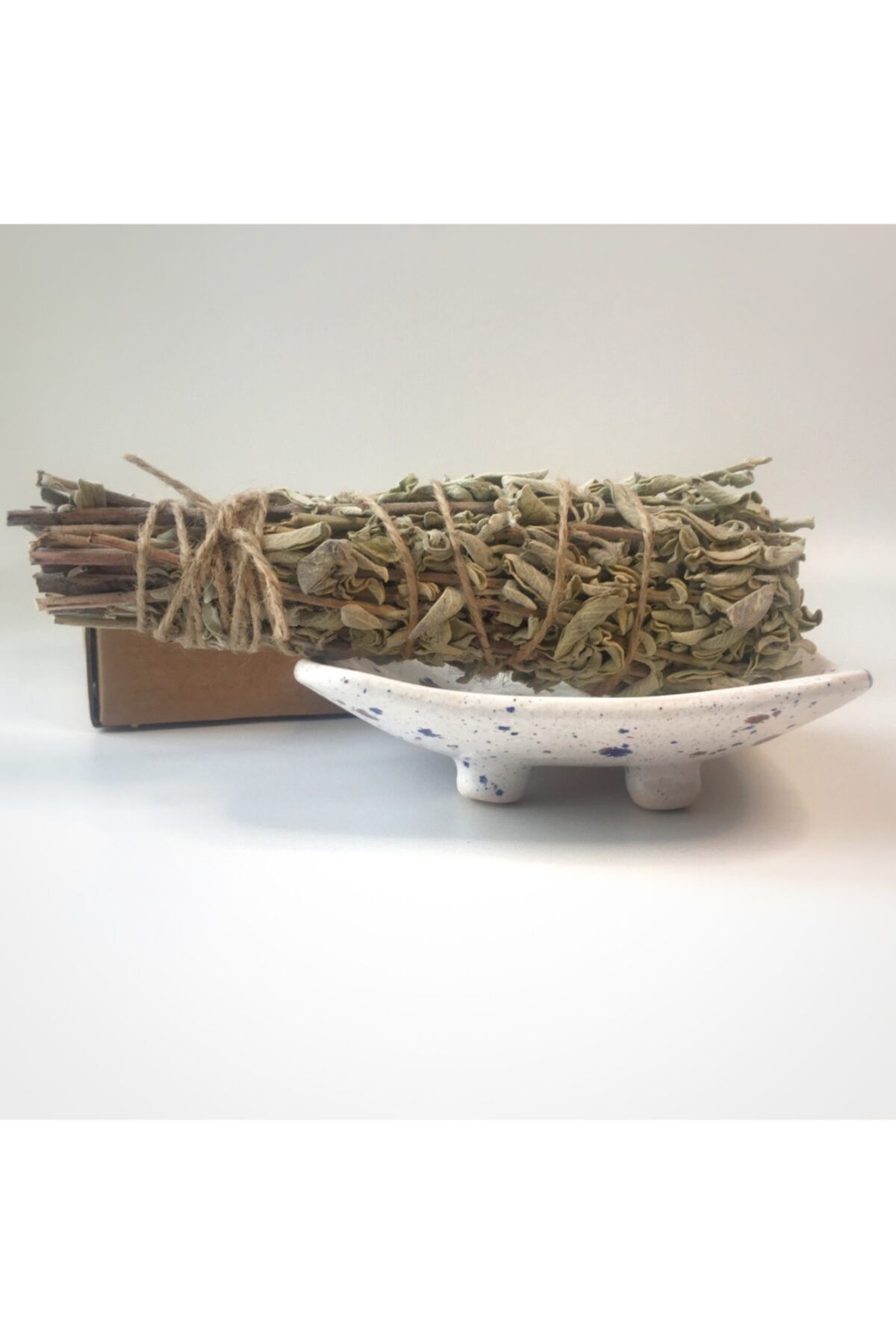 KriyaHerbsCo Enerji Arınma Seti - Adaçayı Tütsü Demeti + Seramik Tütsülük