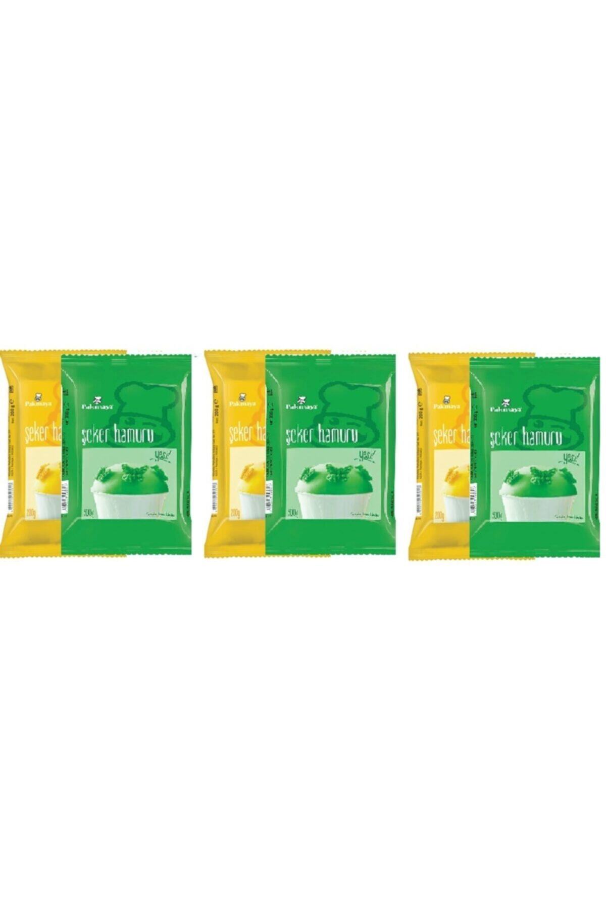 Pakmaya Şeker Hamuru Sarı 200 Gr X 3 Adet & Şeker Hamuru Yeşil 200 Gr X 3 Adet