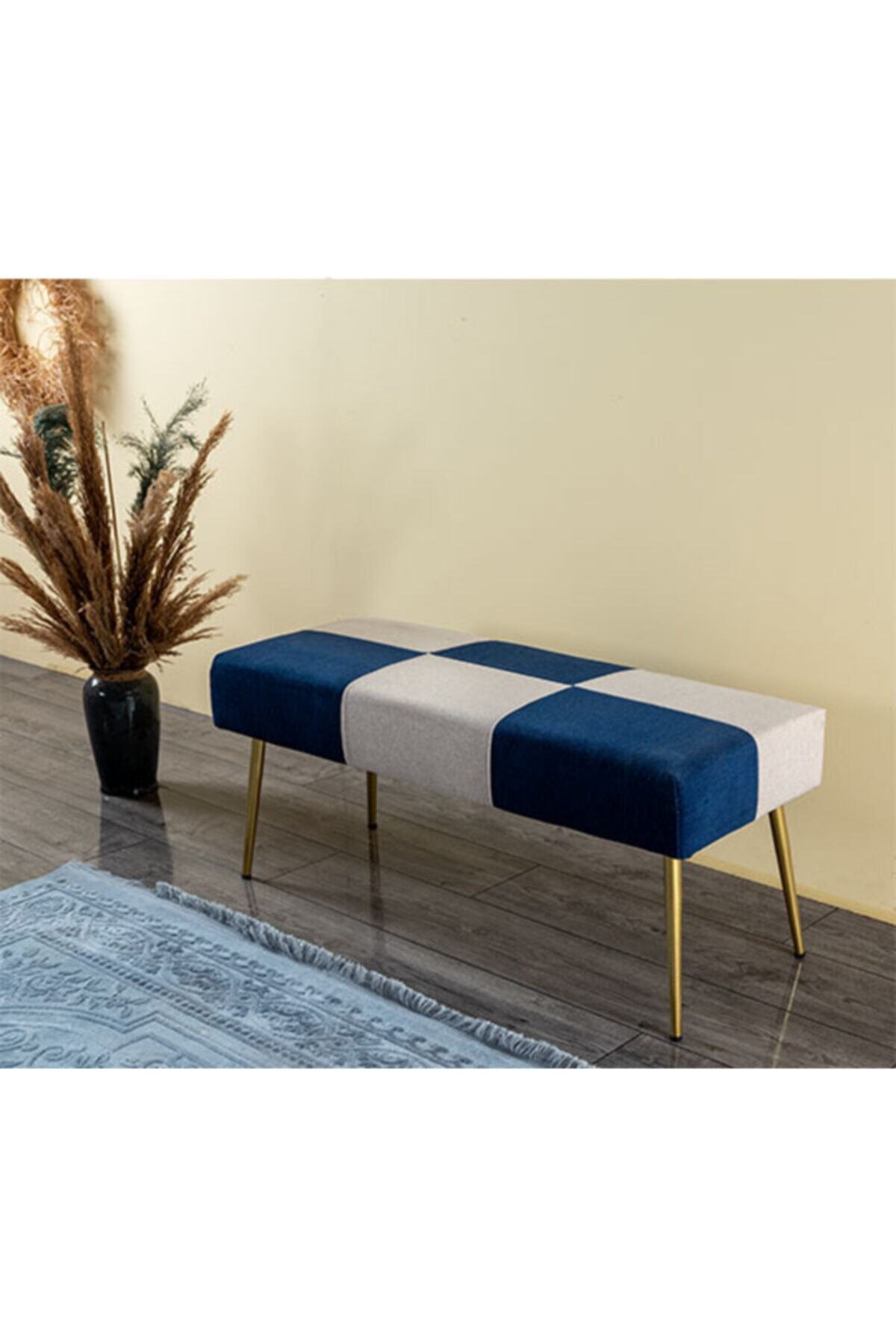 Elfin Mobilya ve Dekorasyon Lara Metal Ayaklı Puf 100x40