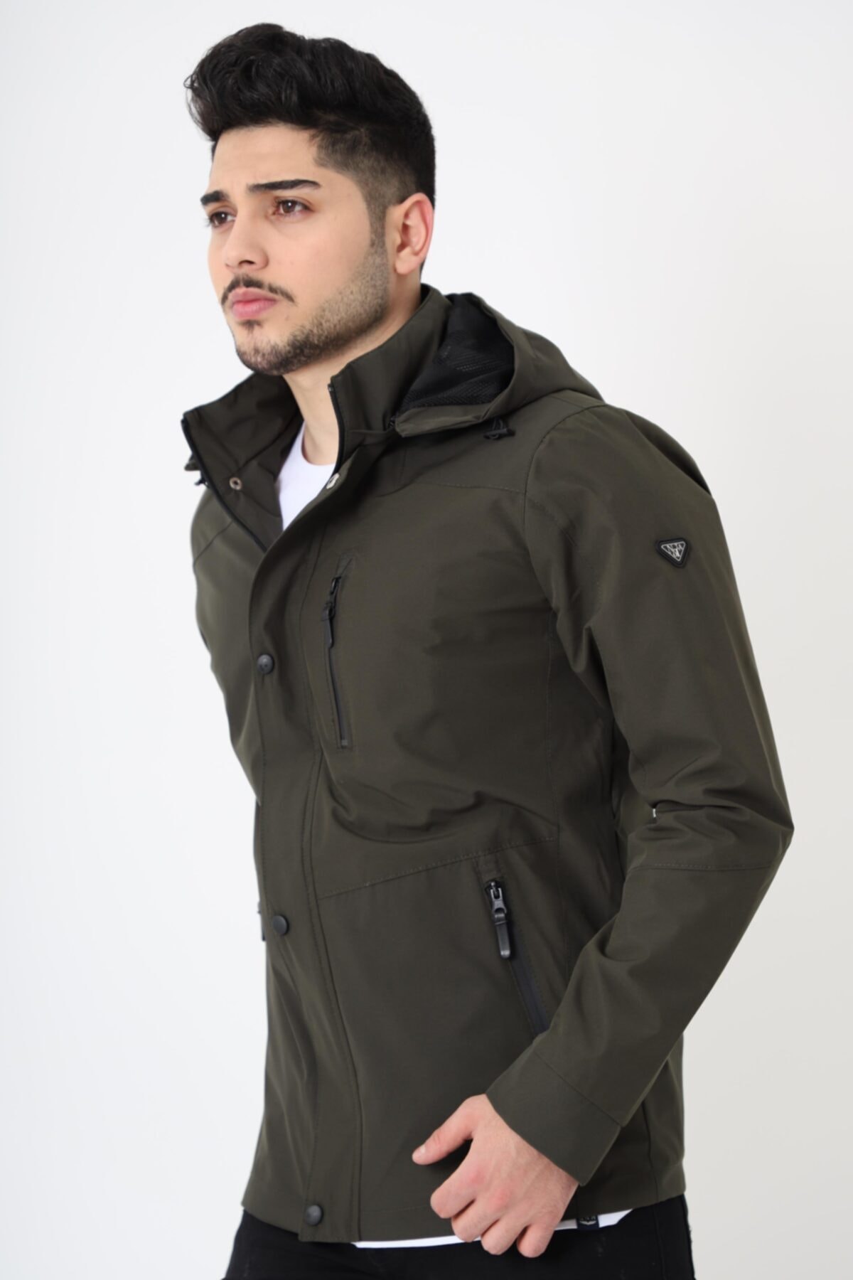 Stilkombin Erkek Göğüs Fermuarlı Kapüşonlu Mevsimlik Mont