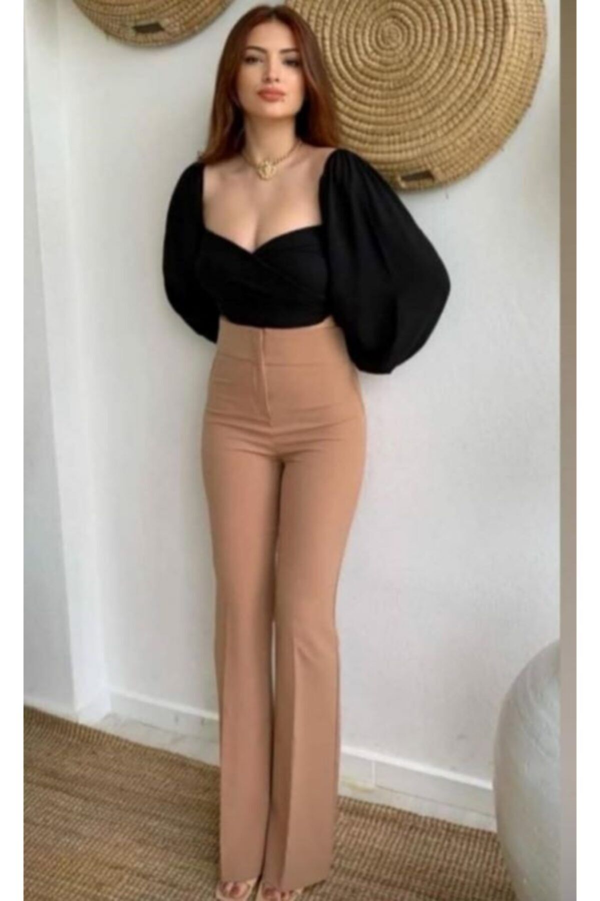 Queens Kadın Yüksek Bel Geniş Paça Pantolon