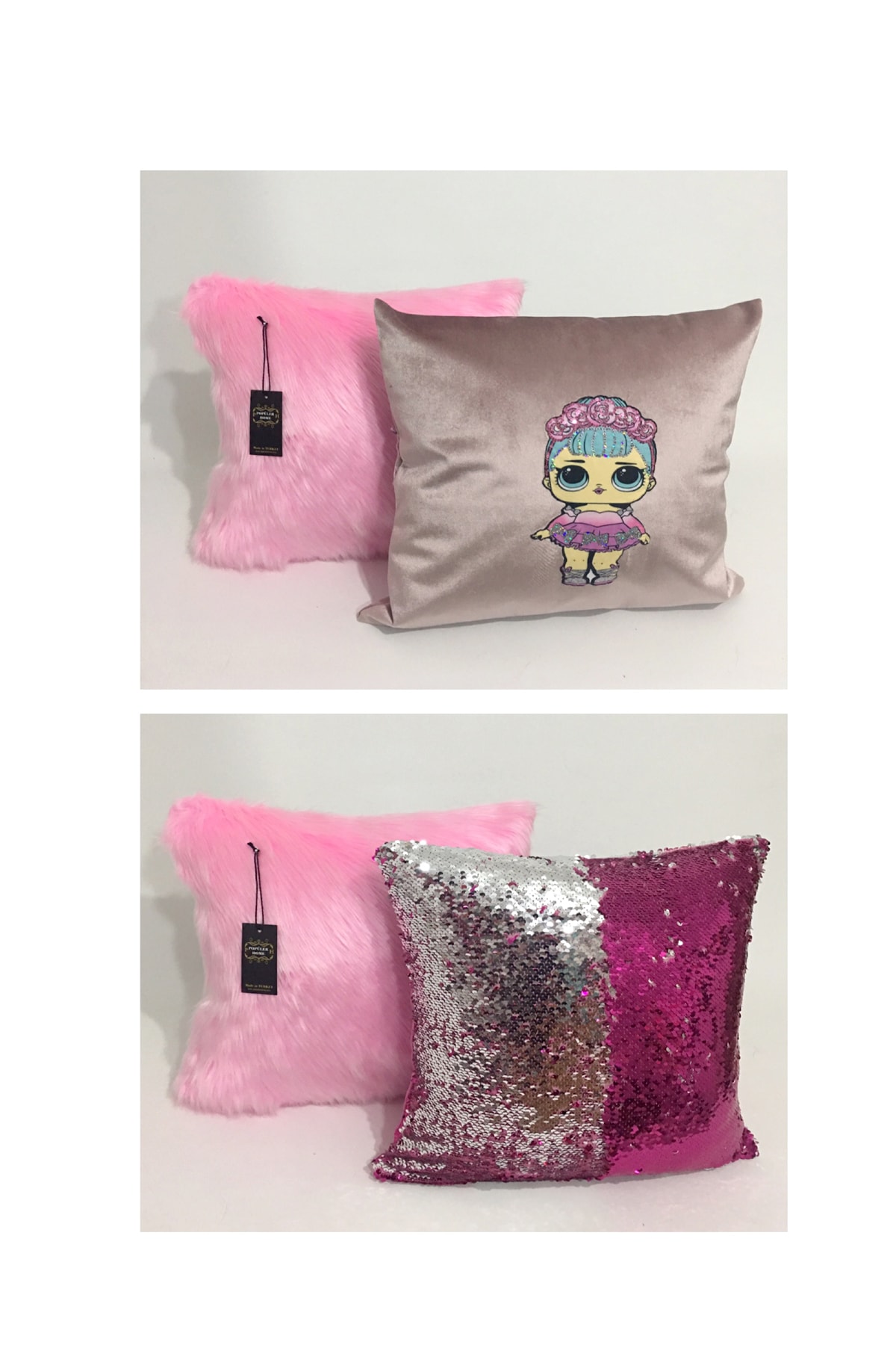 POPÜLER HOME Çocuk Odası Şeker Pembesi 4'lü Kılıf Seti