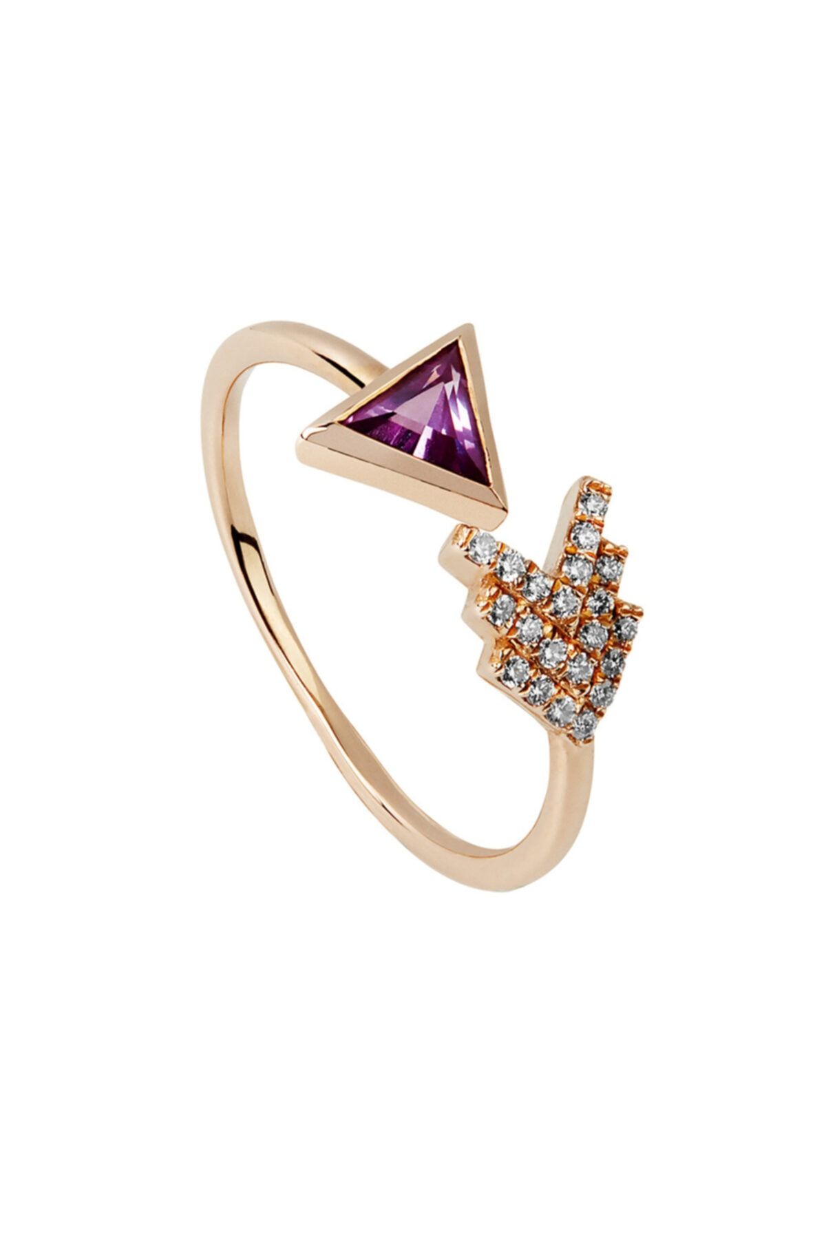 Clavis Jewelry Ametist Taşlı Pırlanta Yüzük (ckt2180)