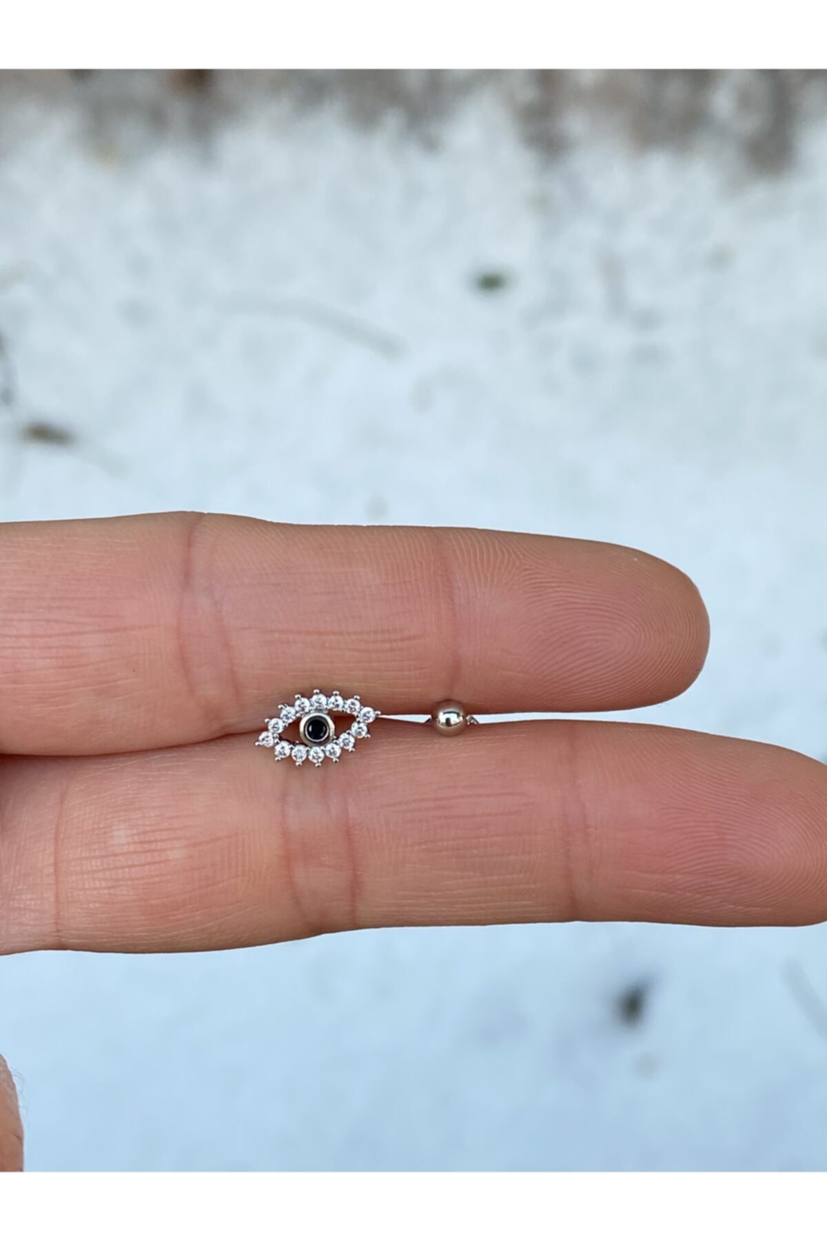 TAKIKRALI Kirpik Göz Silver Tragus/helix/kıkırdak Piercing