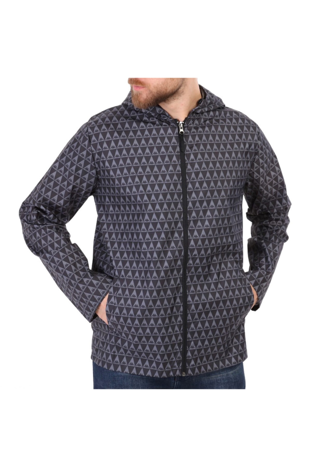 Kappa Erkek Siyah Baskılı Yağmurluk Astov