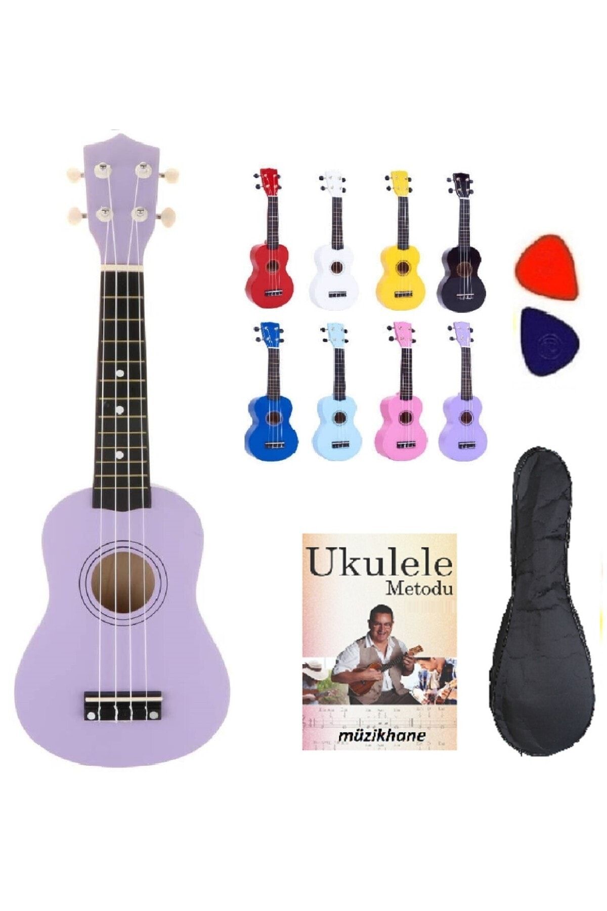 müzikhane Soprano Lila Ukulele+kılıf+metot Ve Pena