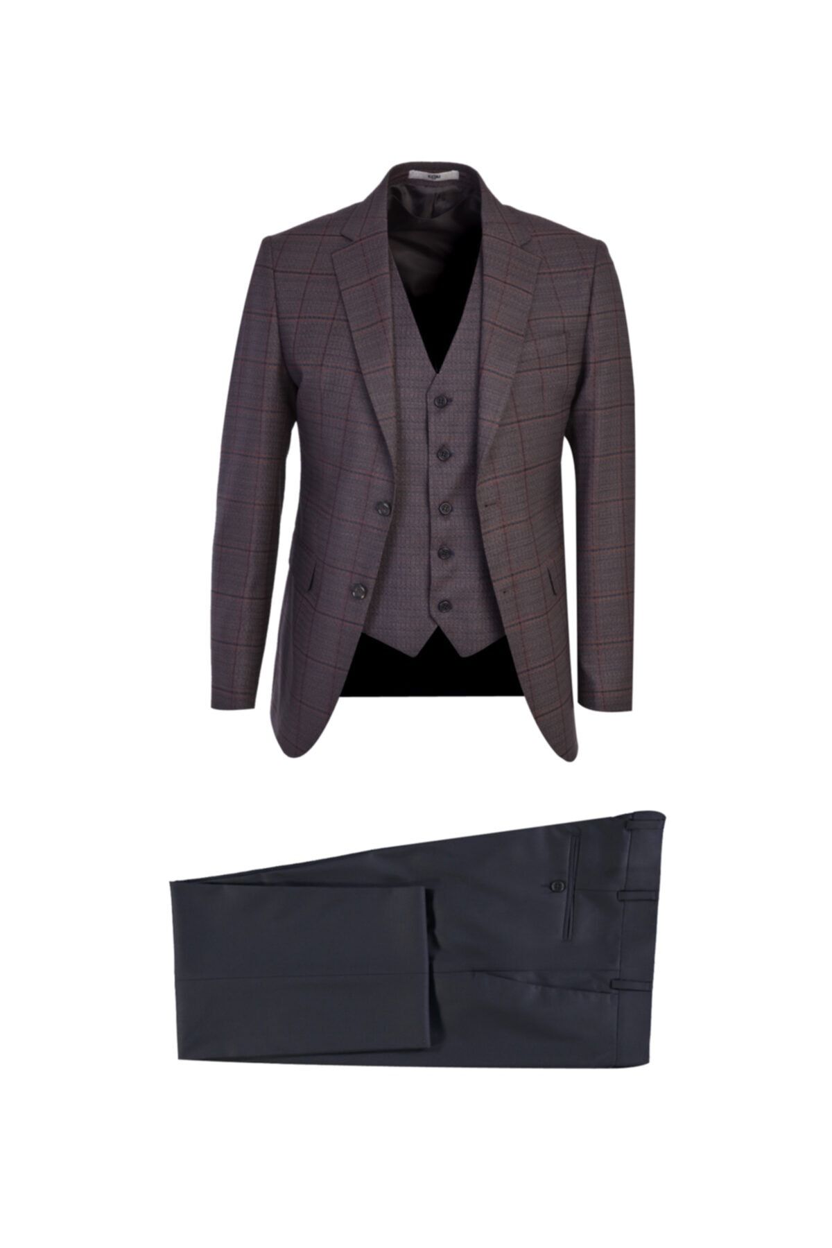 Kiğılı Slim Fit Ekose Takım Elbise