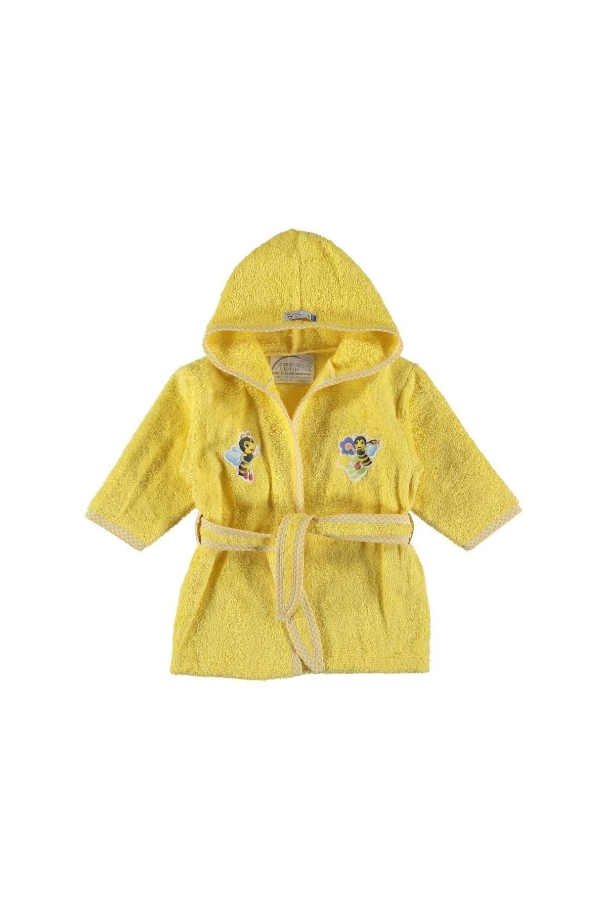 Elma Çocuk Kids Arı Desenli Bornoz Sarı - 1-2 Yaş