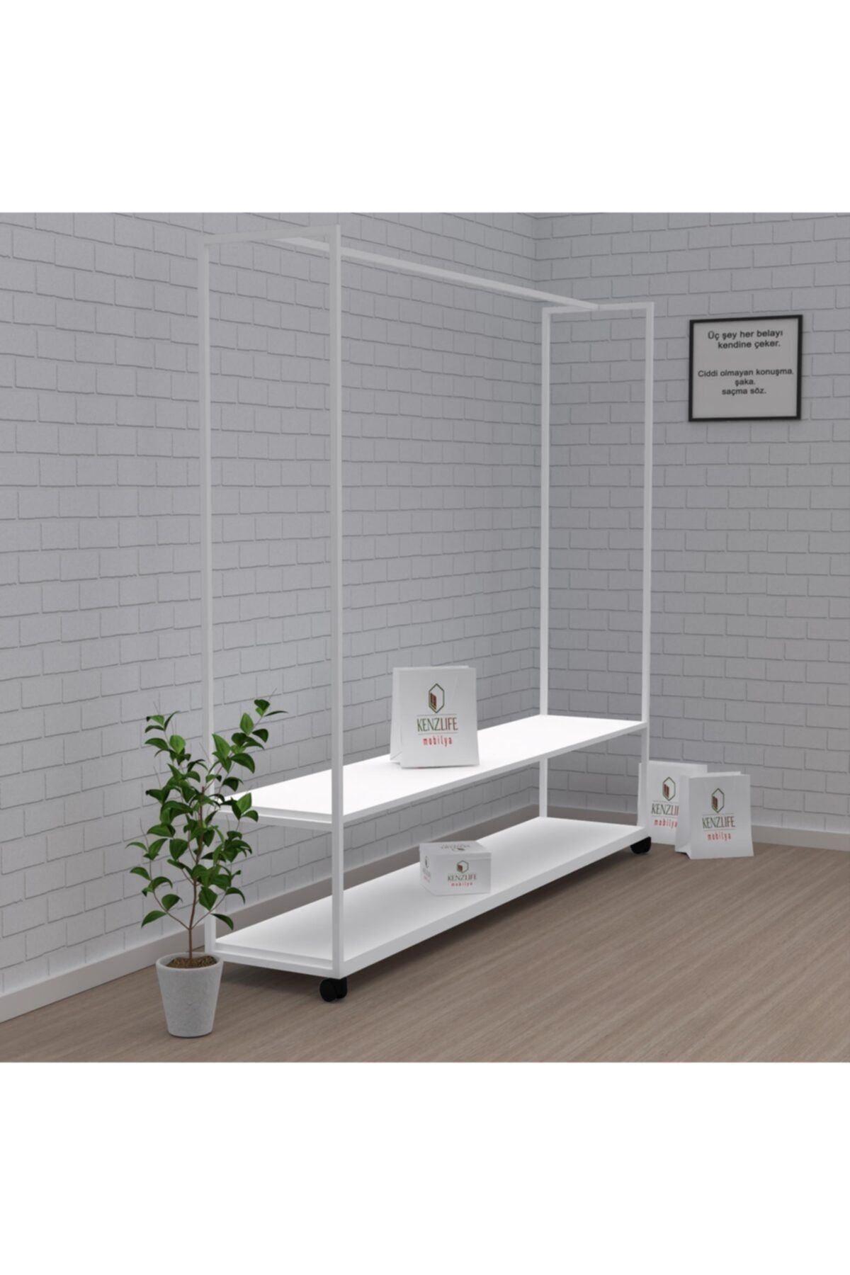 Kenzlife Larose askılık elbise askısı sirkeci byz-byz tekerlekli konfeksiyon dolabı