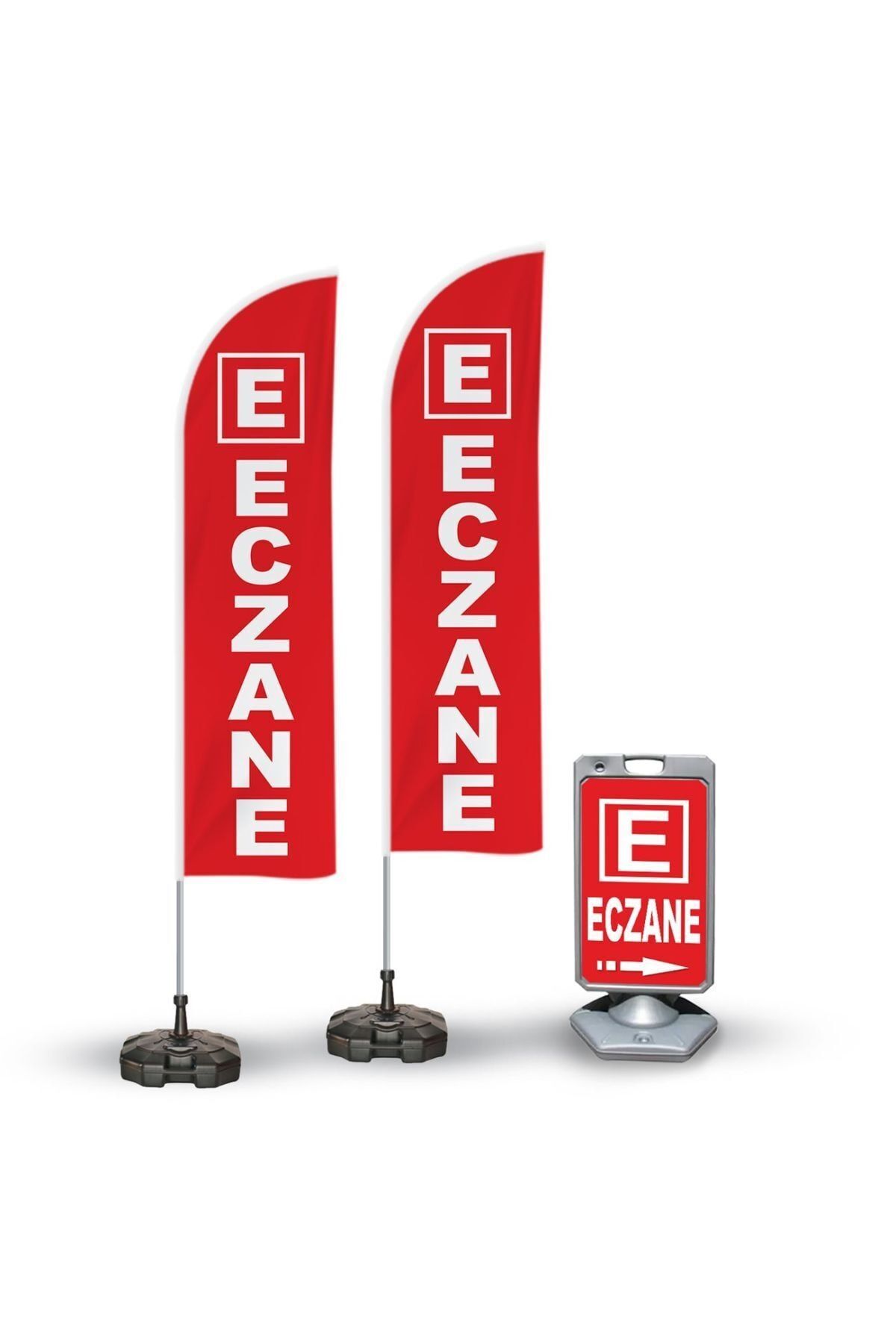 Burada Medikal ve Reklam Eczane Temalı 2 Adet Yelken Bayrak 1 Adet A Tabela Takım